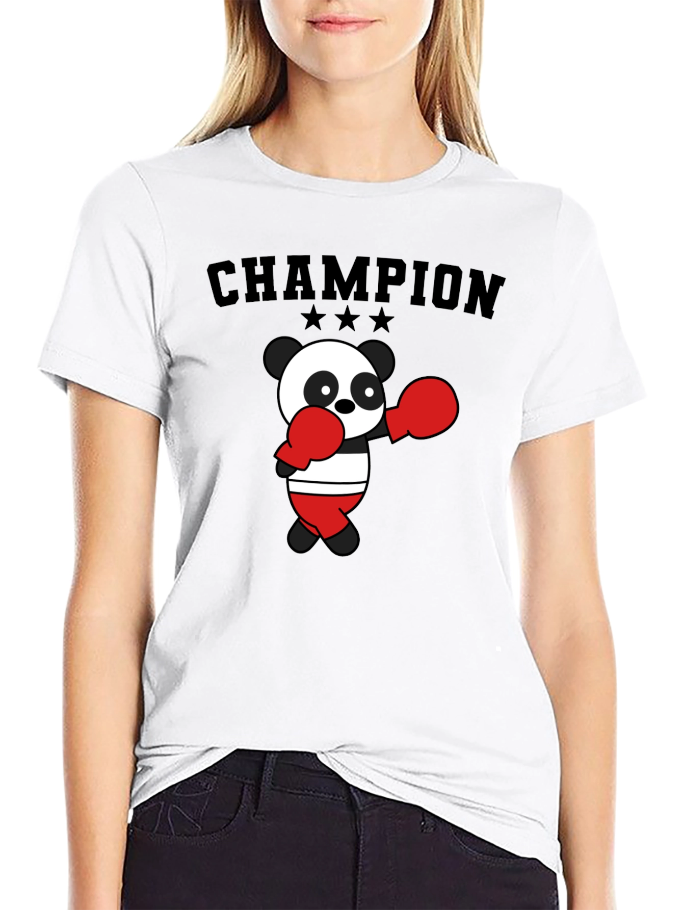 Black Champion Panda Boxing T-Shirt view 9
