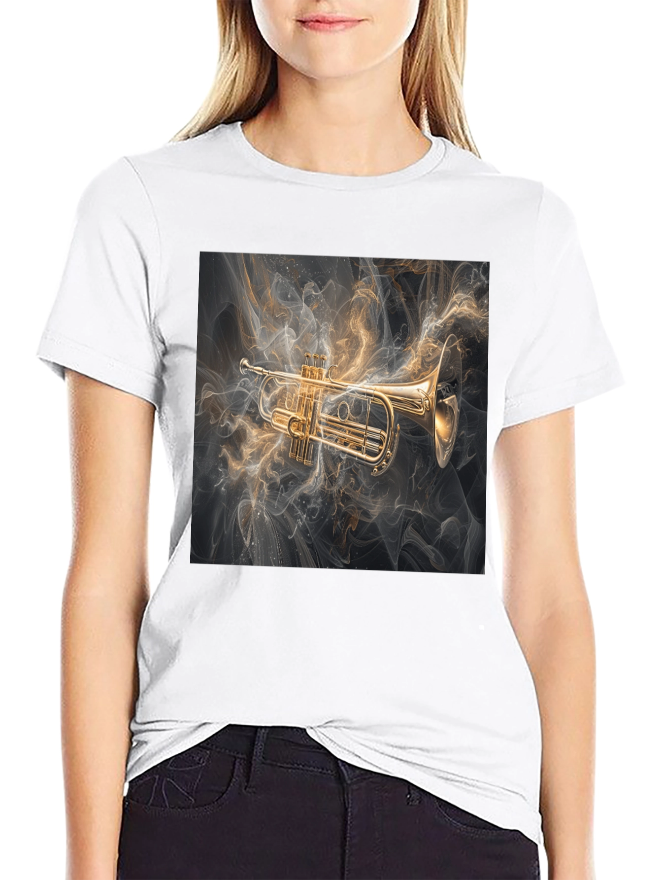 Black Trumpet Graphic Tee - Black Music Lover T-Shirt view 9