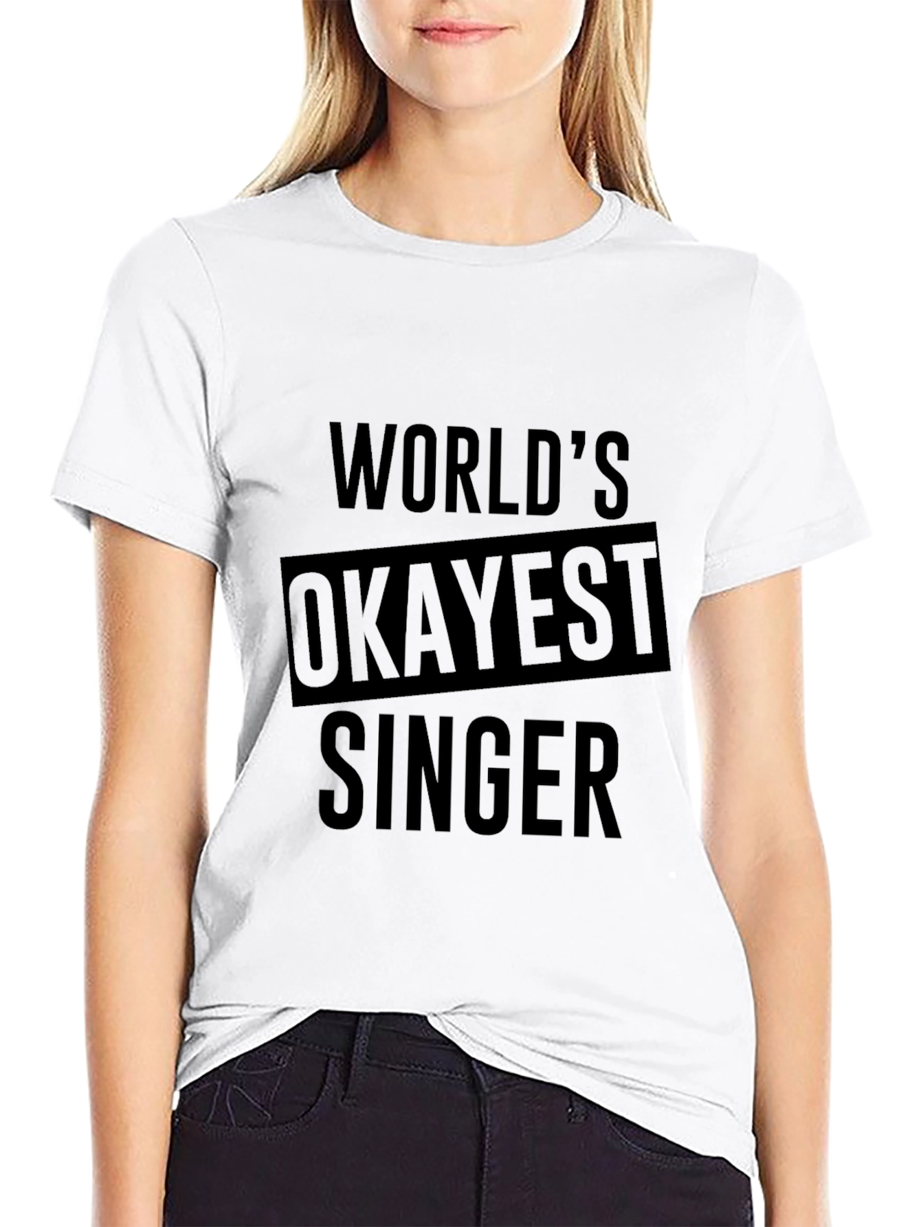 Black World's Okayest Singer - Men's Black Graphic Tee view 9