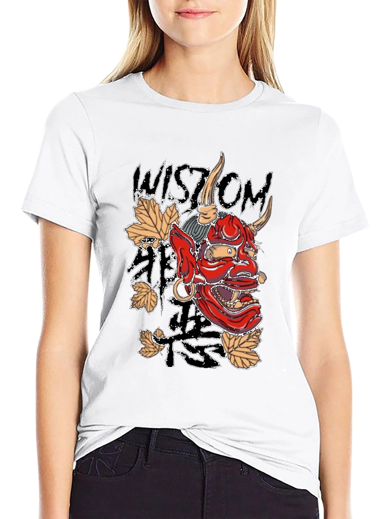 Black Men's Black Wisdom Oni Mask Graphic T-Shirt view 9