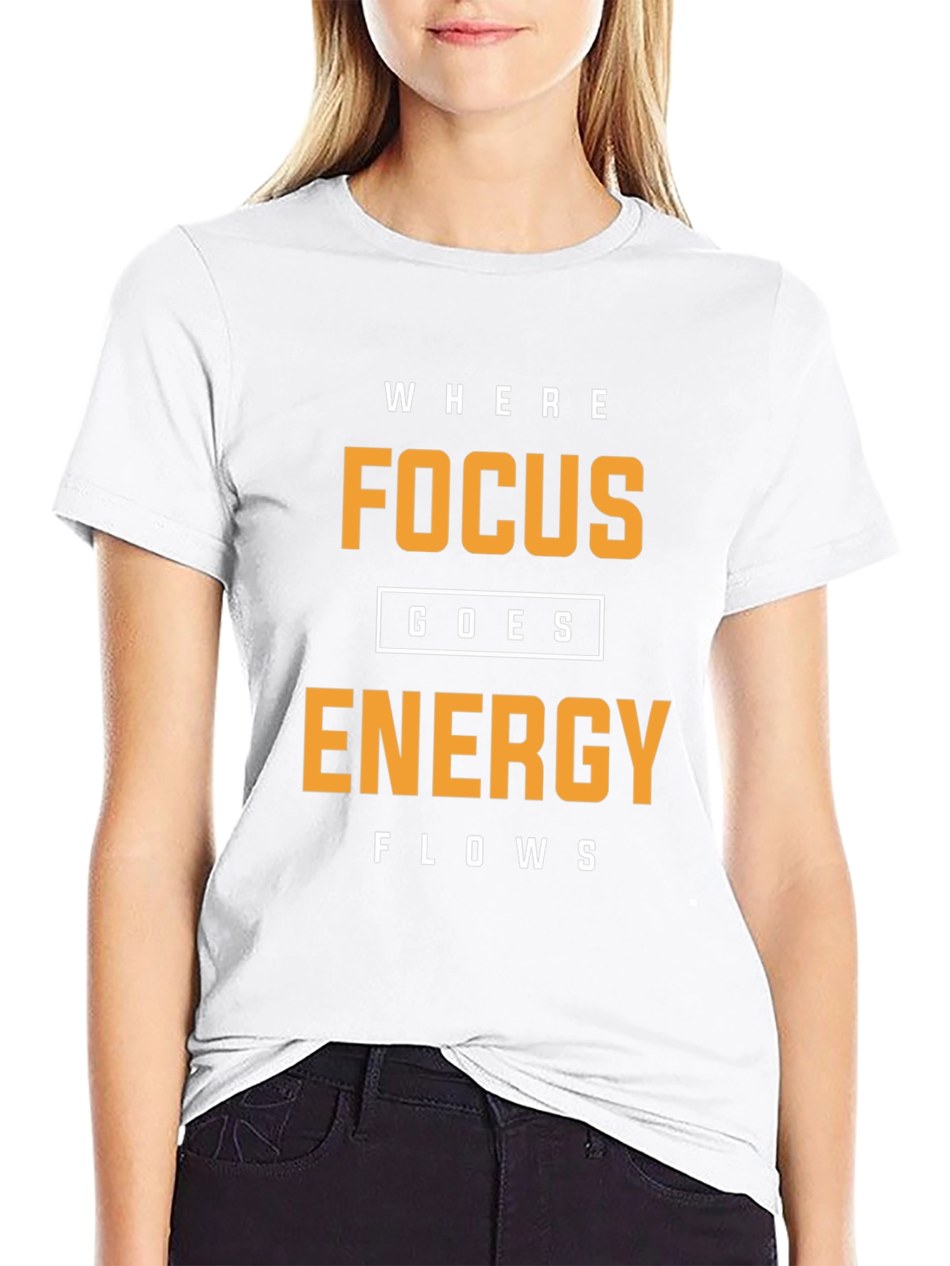 Black Focus Energy Motivational T-Shirt view 9