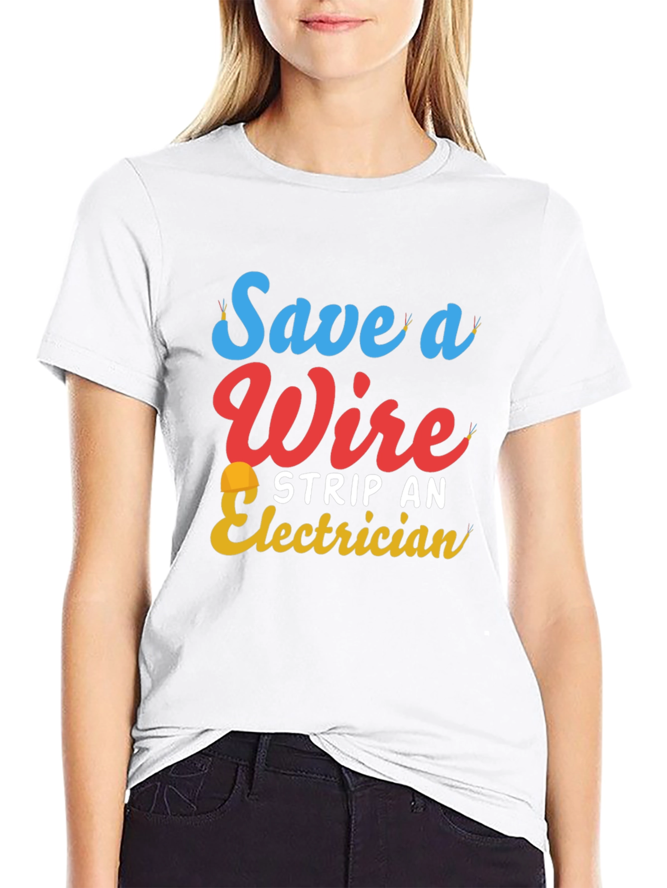 Black Save a Wire Strip an Electrician T-Shirt view 9