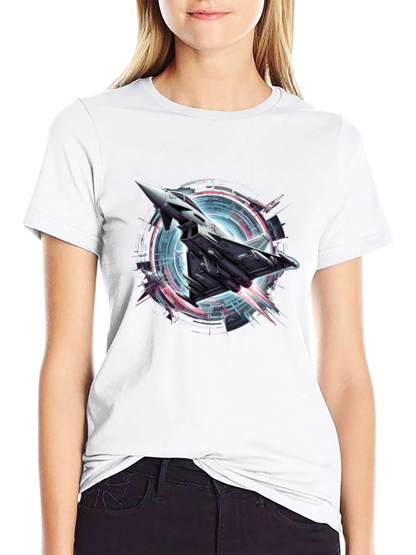 Black Jet Fighter Graphic Tee - Cool Airplane T-Shirt view 9
