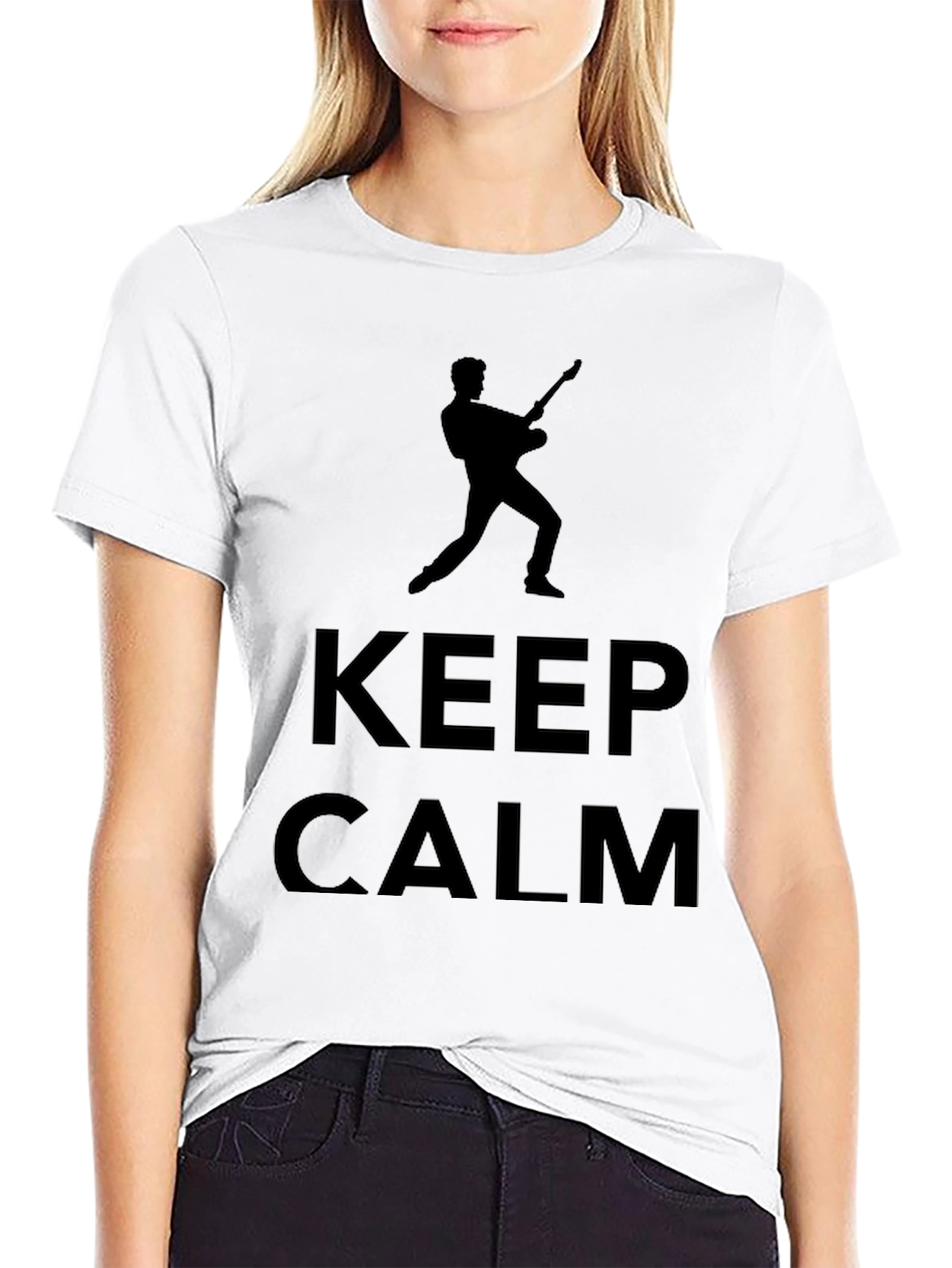 Black Keep Calm Guitarist T-Shirt view 9