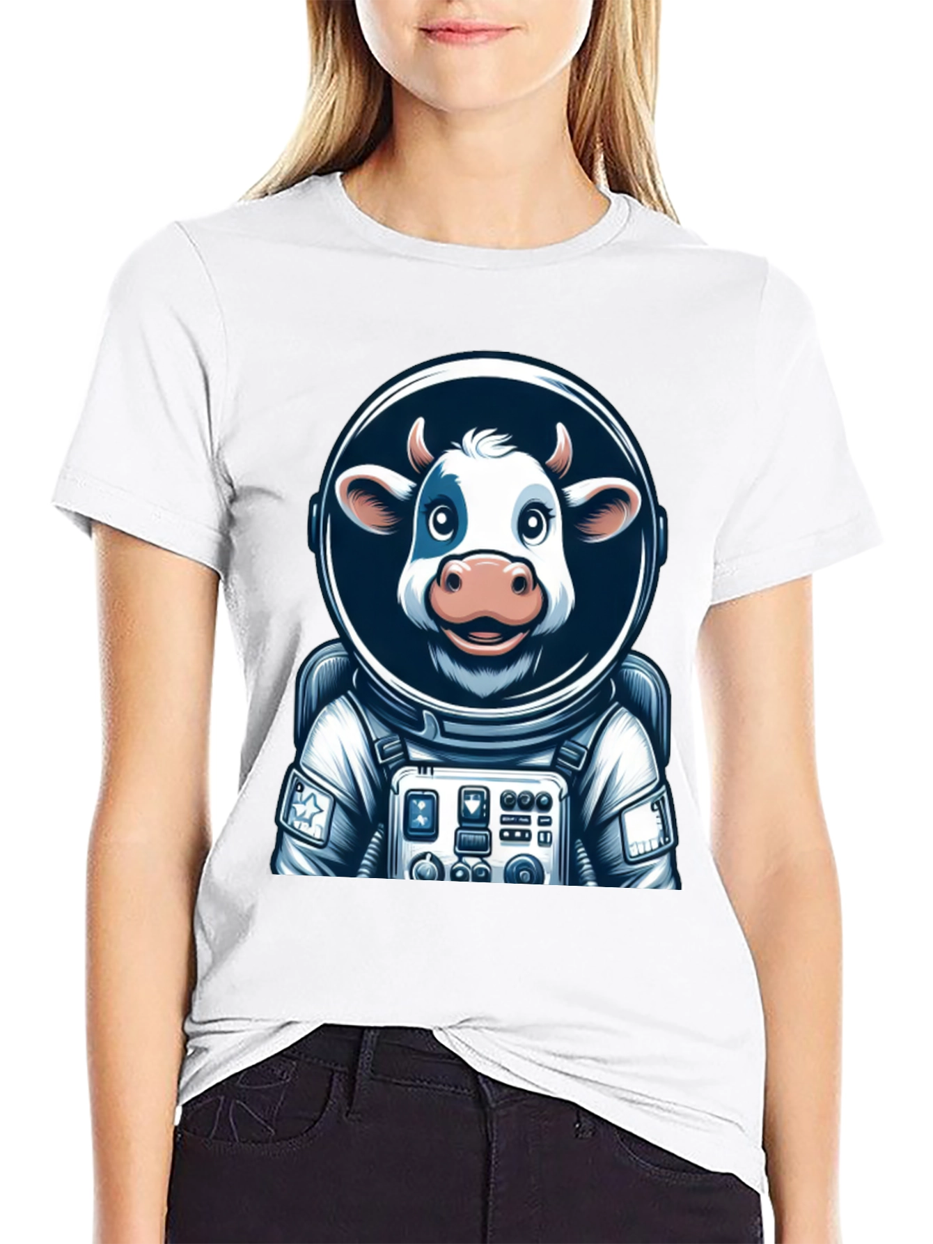Black Cow Astronaut Graphic Tee - Space Moo-n Adventure view 9