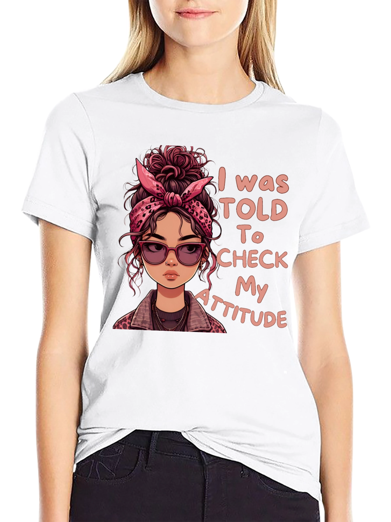 Black Sassy Attitude Graphic Tee - Check My Attitude T-Shirt view 9