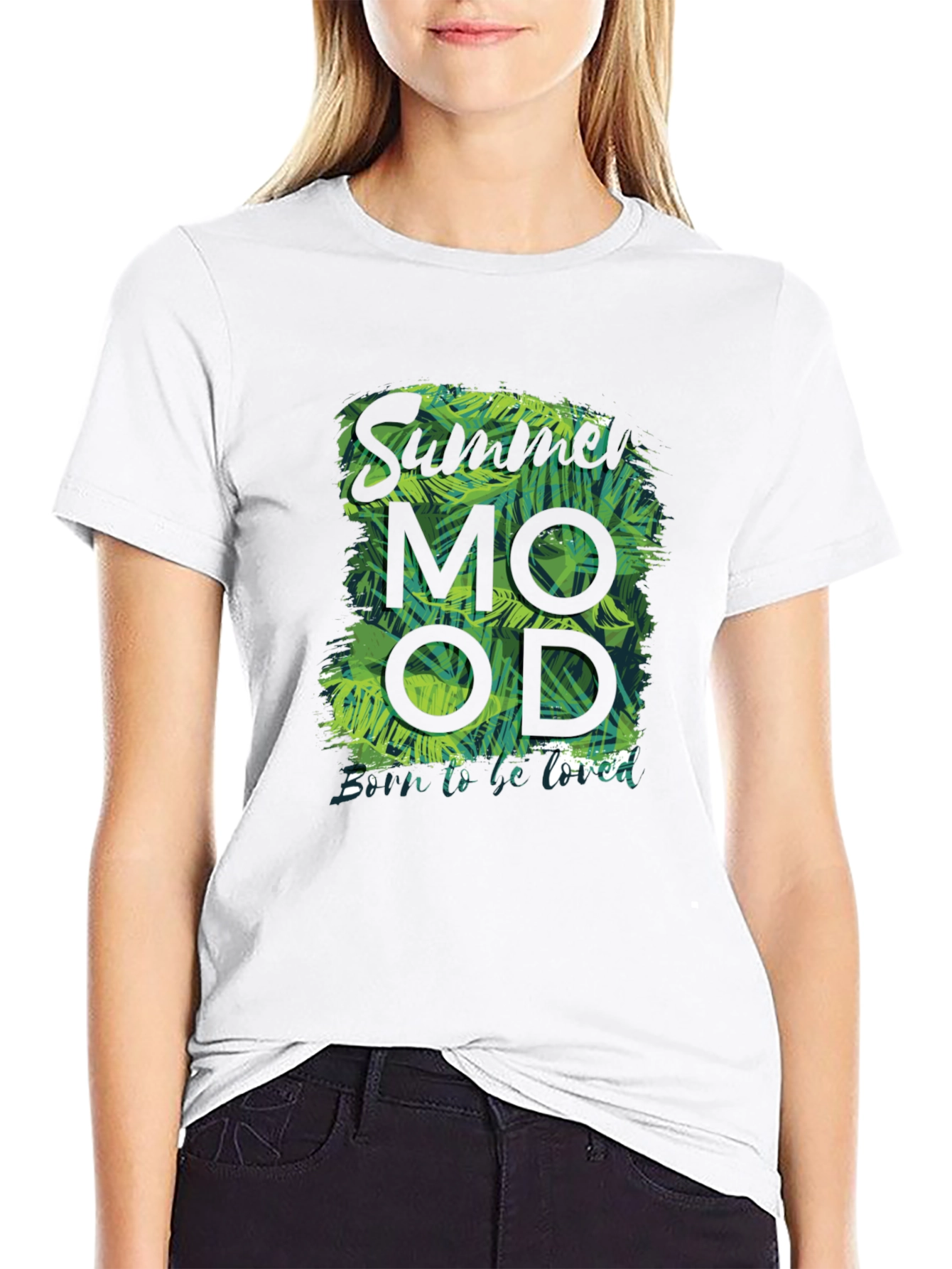 Black Summer Mood Graphic Print Black T-Shirt view 9