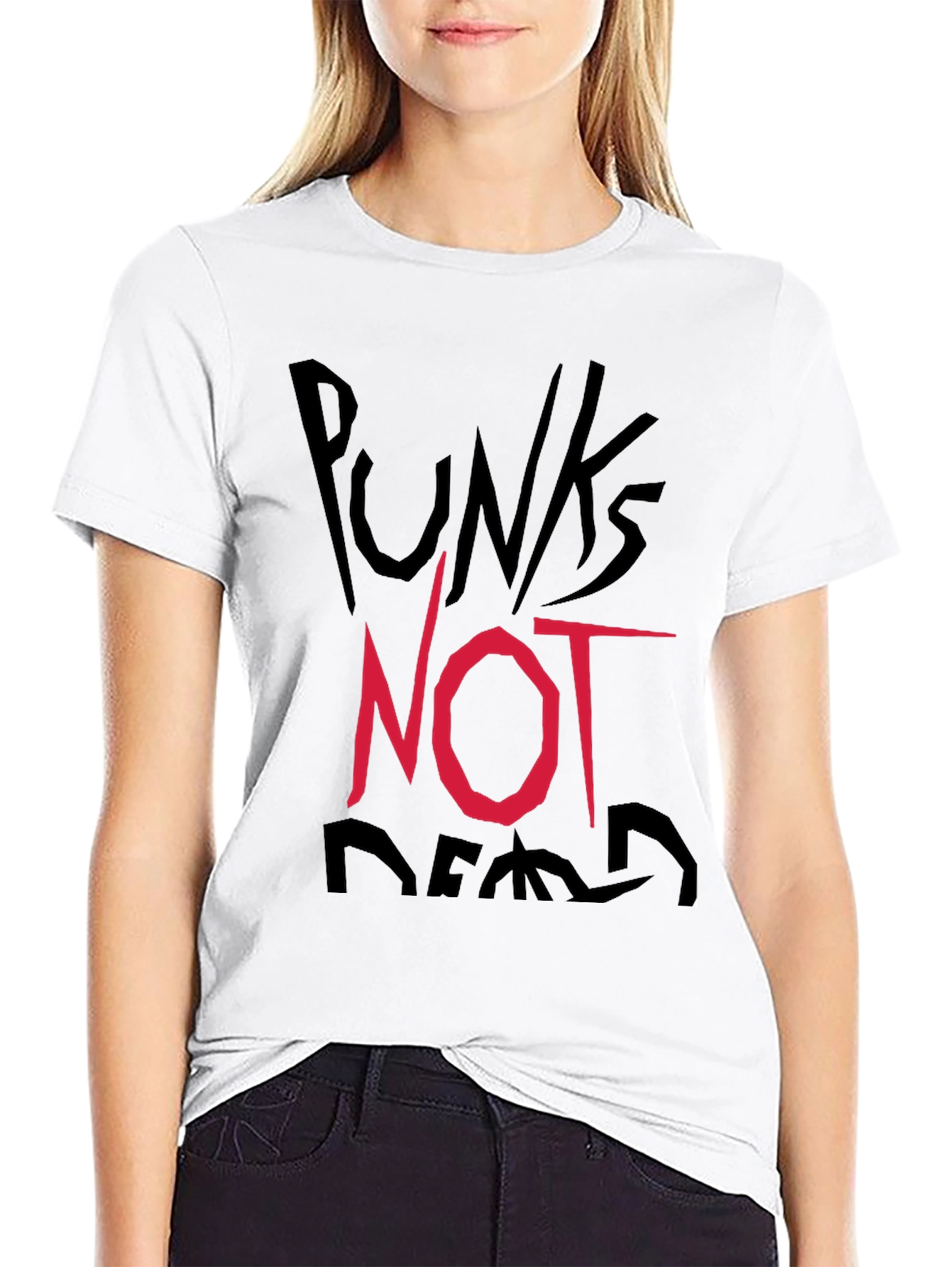 Black Punk's Not Dead Graphic Tee - Black Cotton Casual Shirt view 9