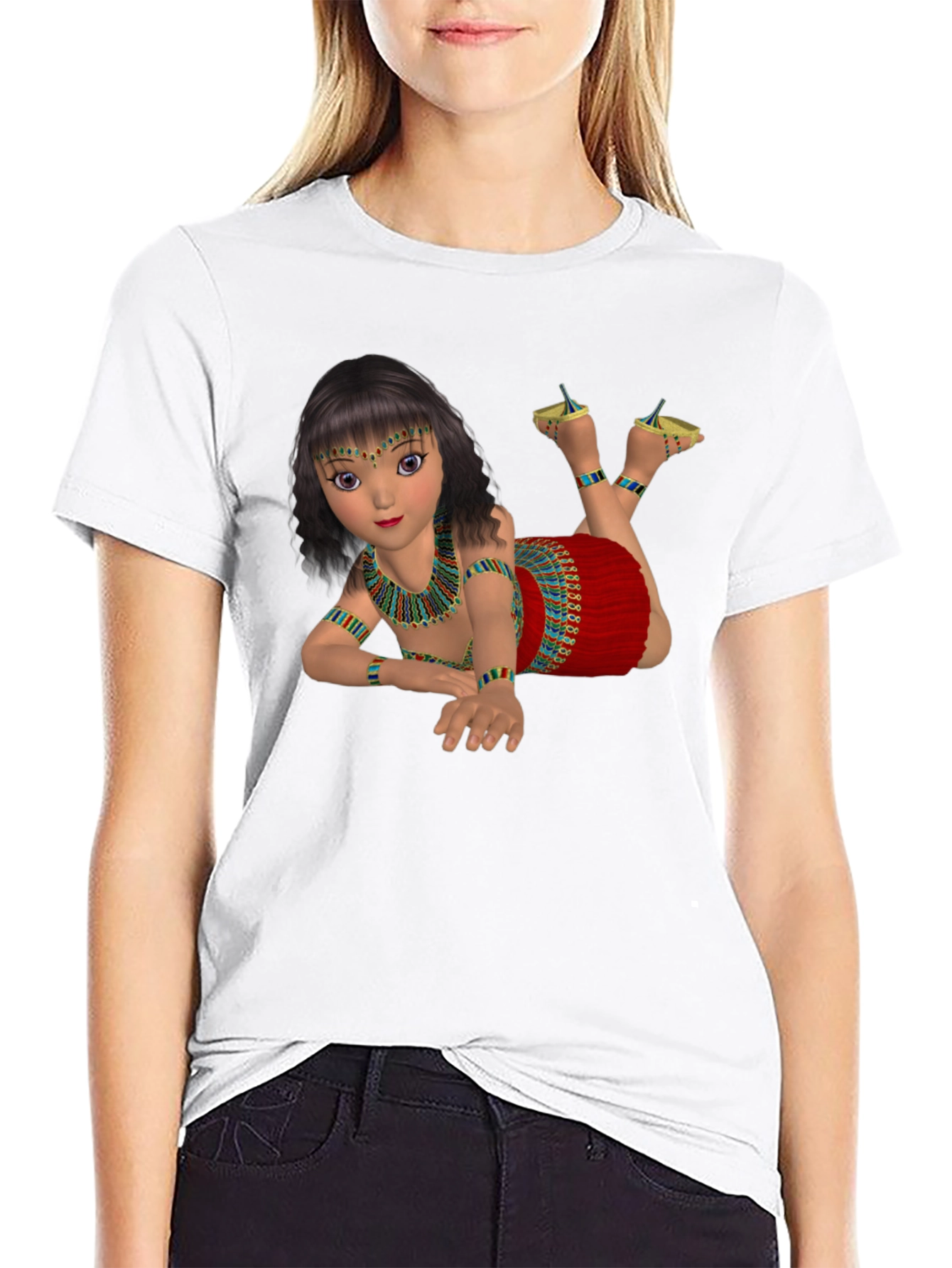 Black Egyptian Girl Graphic Tee - Black Cotton Shirt view 9