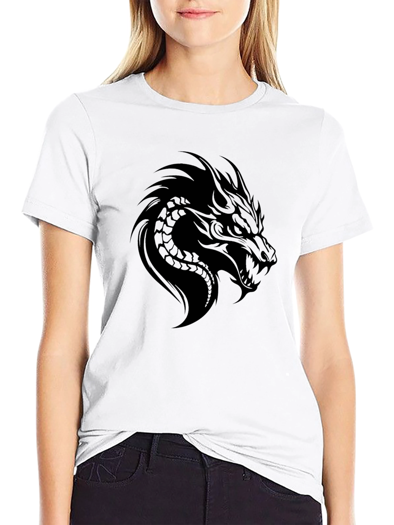 Black Dragon Graphic Black T-Shirt for Men view 9