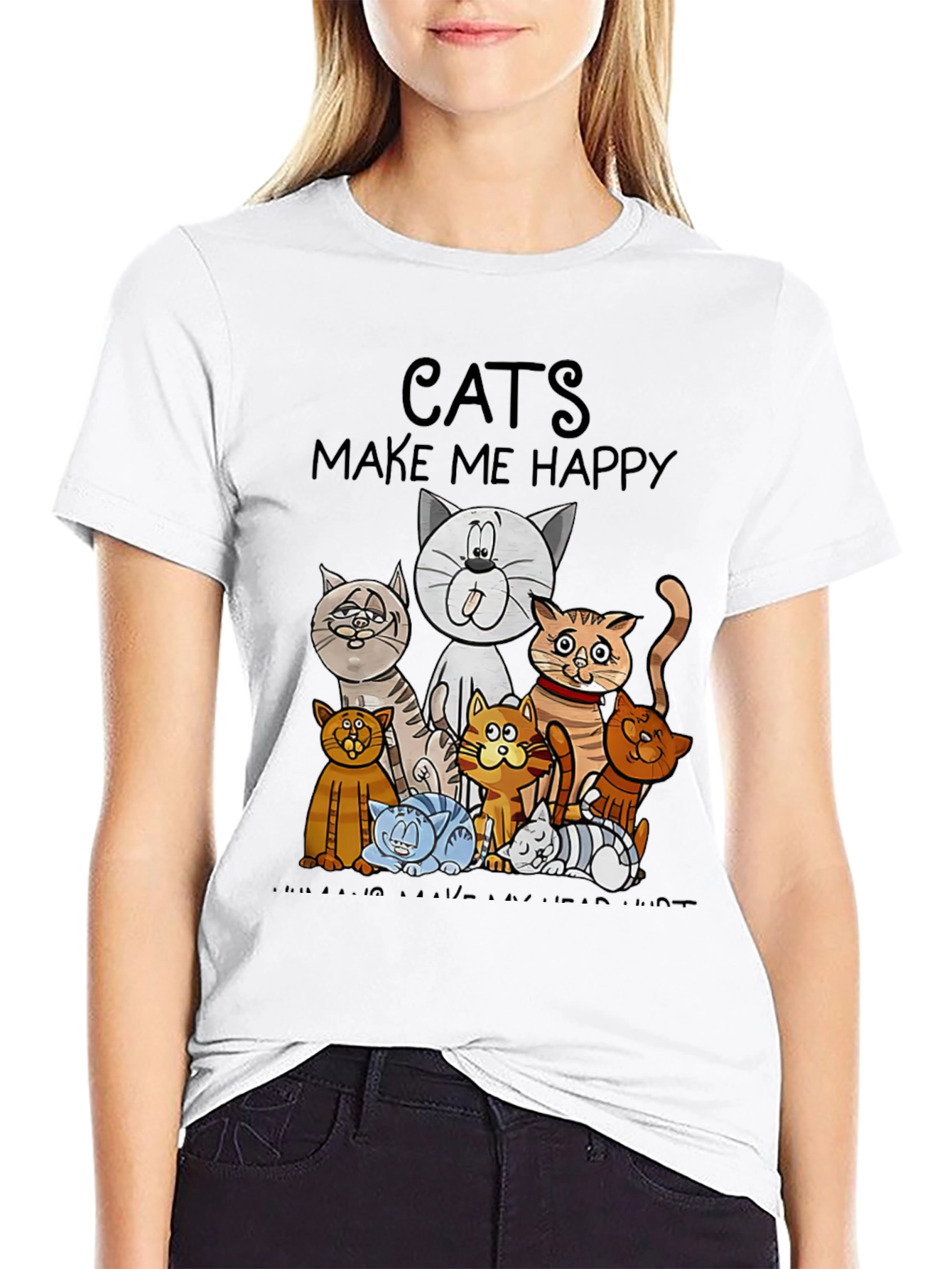 Black Cats Make Me Happy Graphic T-Shirt view 9