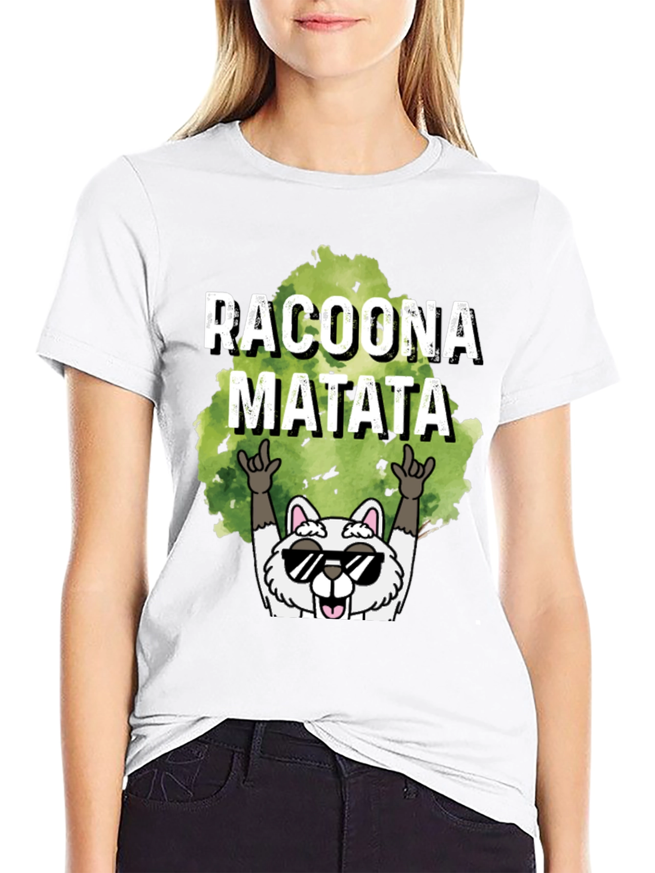 Black Racoona Matata Graphic Tee - Funny Raccoon T-Shirt view 9