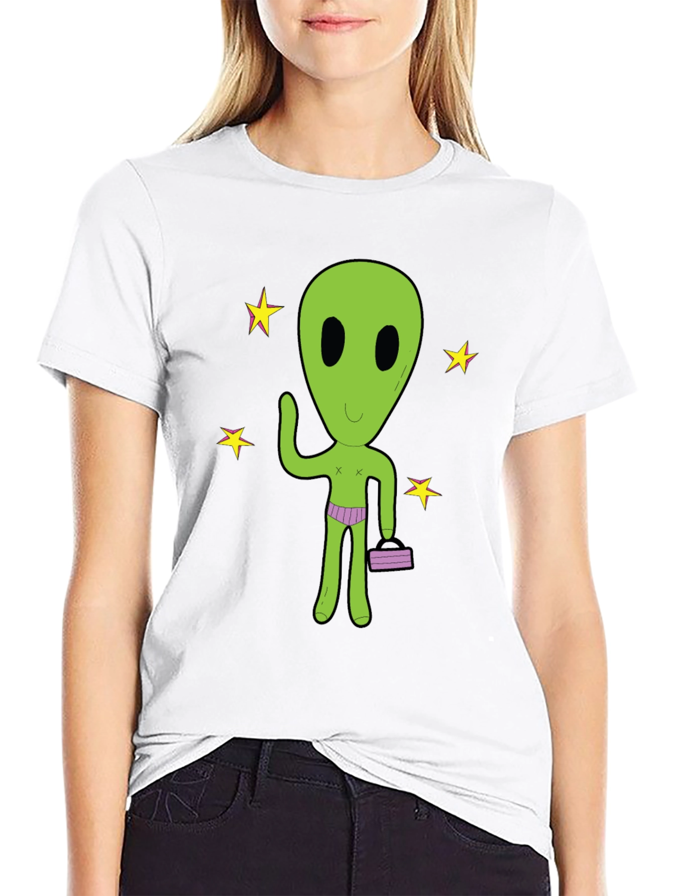 Black Alien T-Shirt - Funny Extraterrestrial Graphic Tee view 9