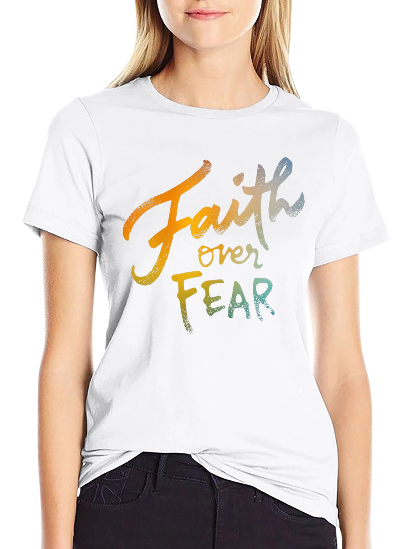 Black Faith Over Fear Graphic T-Shirt view 9