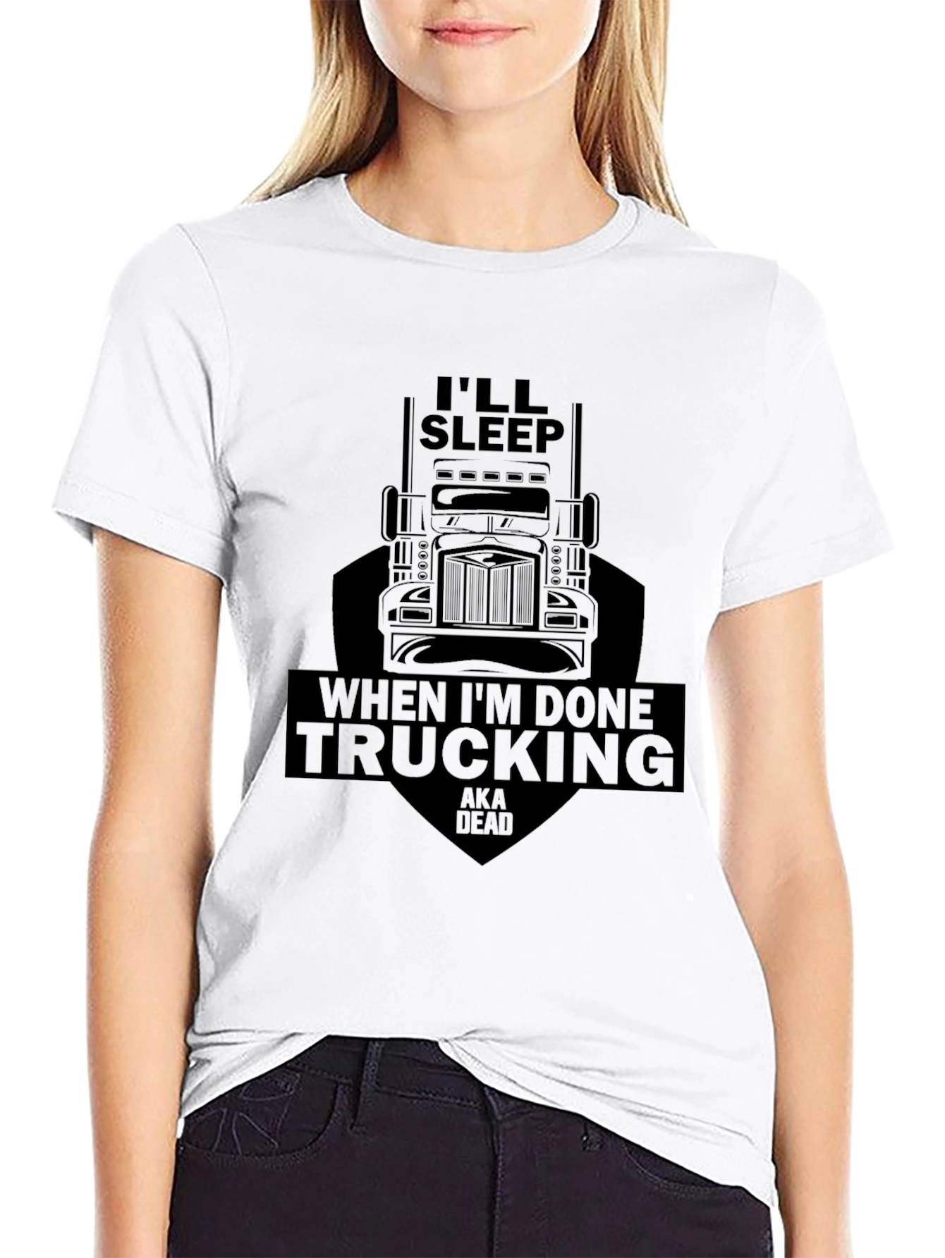 Black Trucking T-Shirt - I'll Sleep When I'm Done Trucking view 9