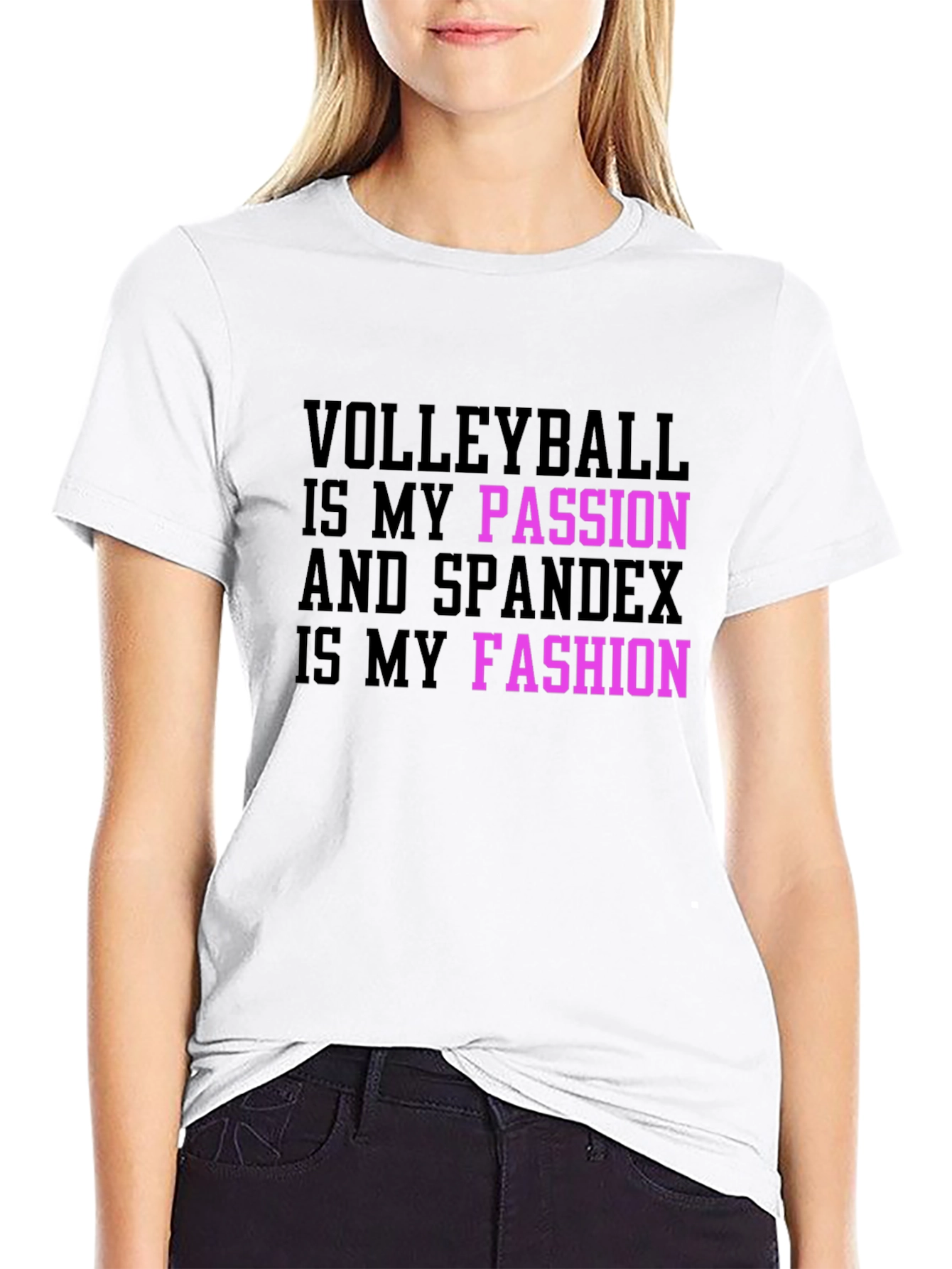Black Volleyball Passion Spandex Fashion T-Shirt view 9