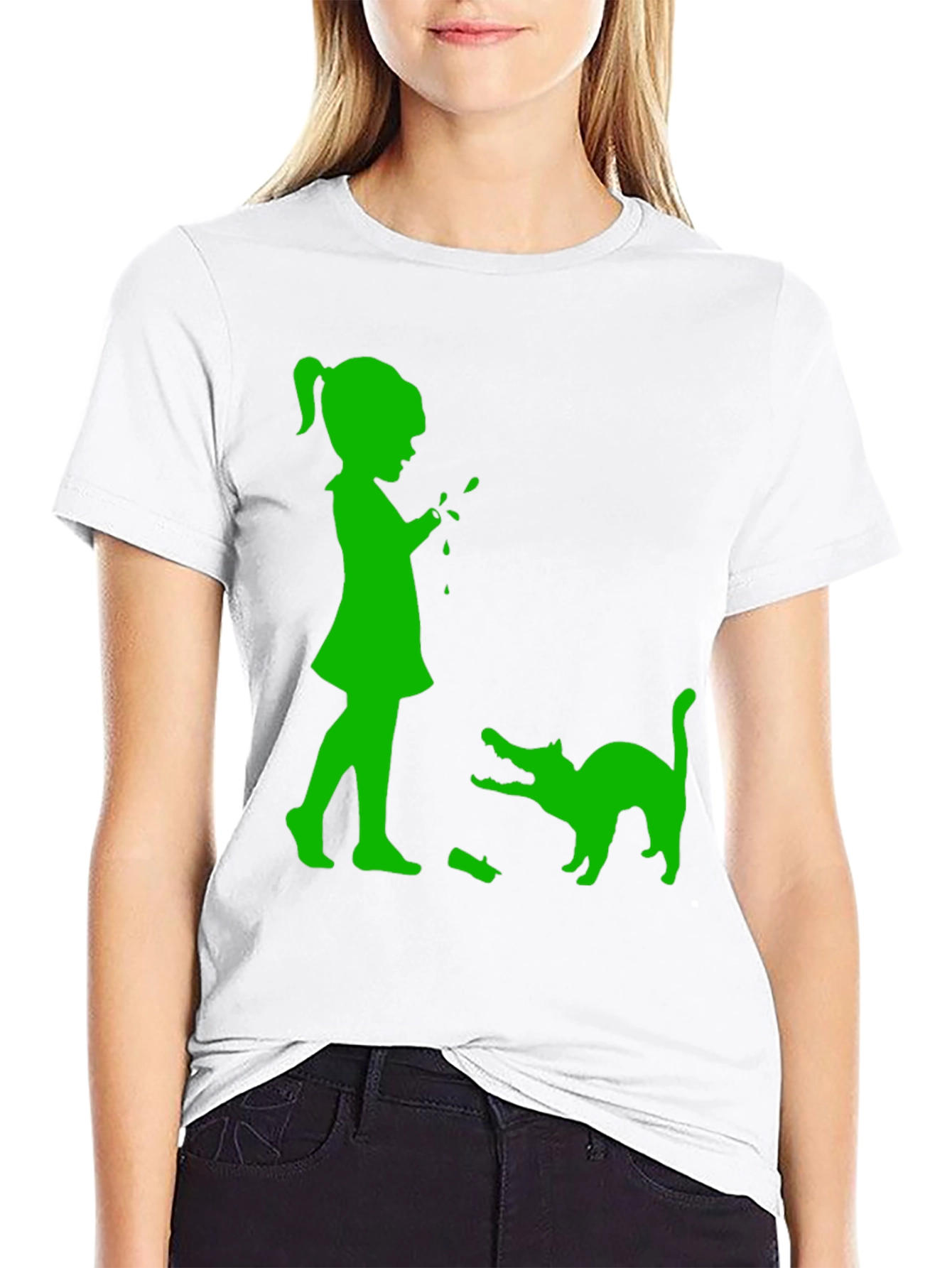Black Girl & Cat Graphic Tee - Fun, Playful Design view 9