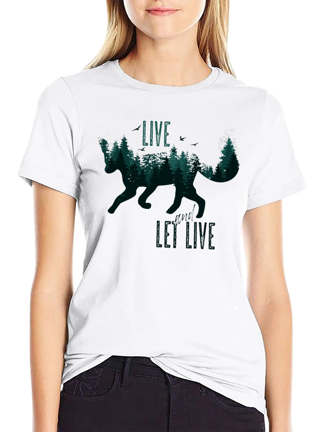 Black Live and Let Live Fox Graphic T-Shirt view 9