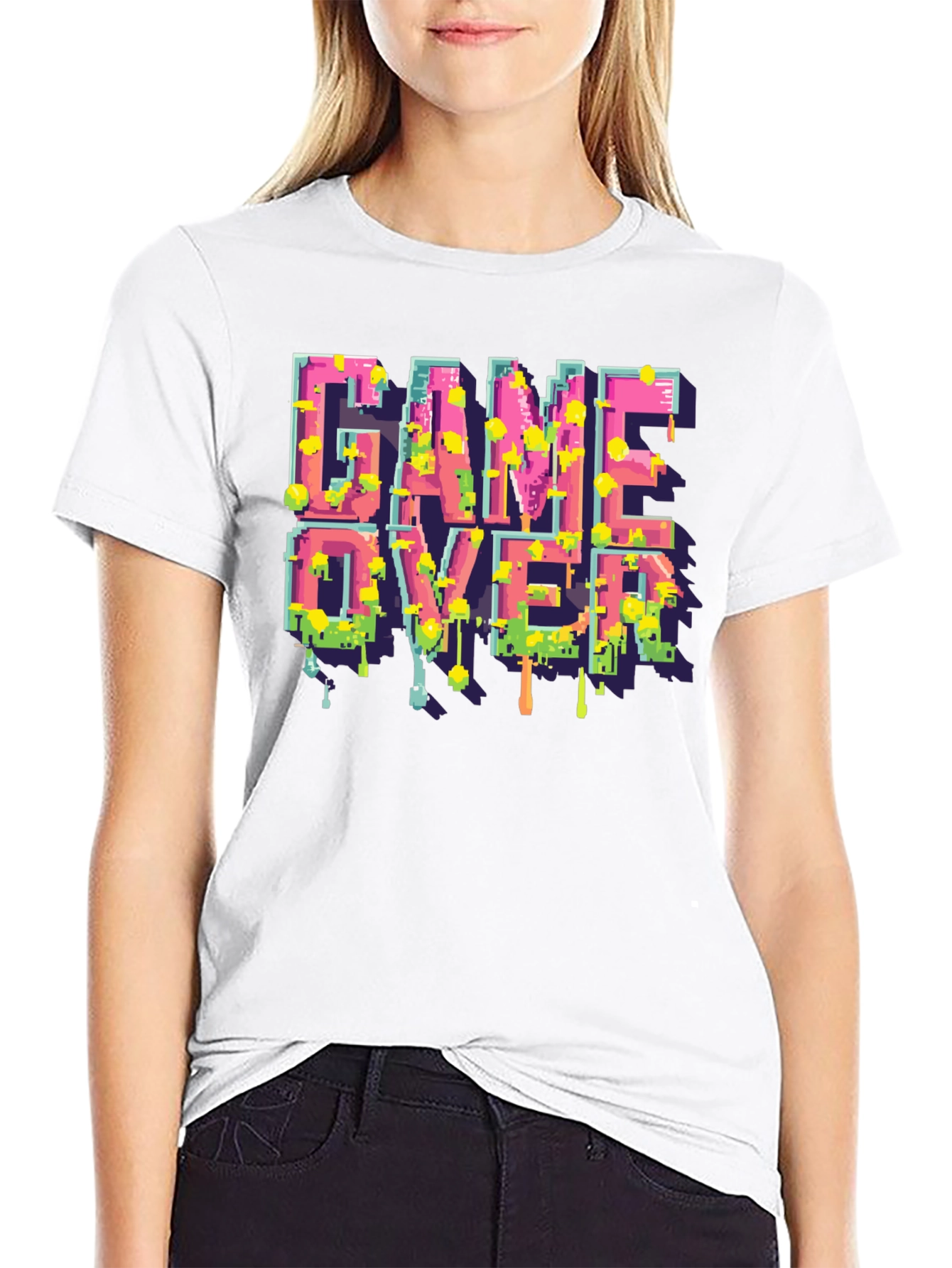 Black Game Over Pixelated T-Shirt view 9