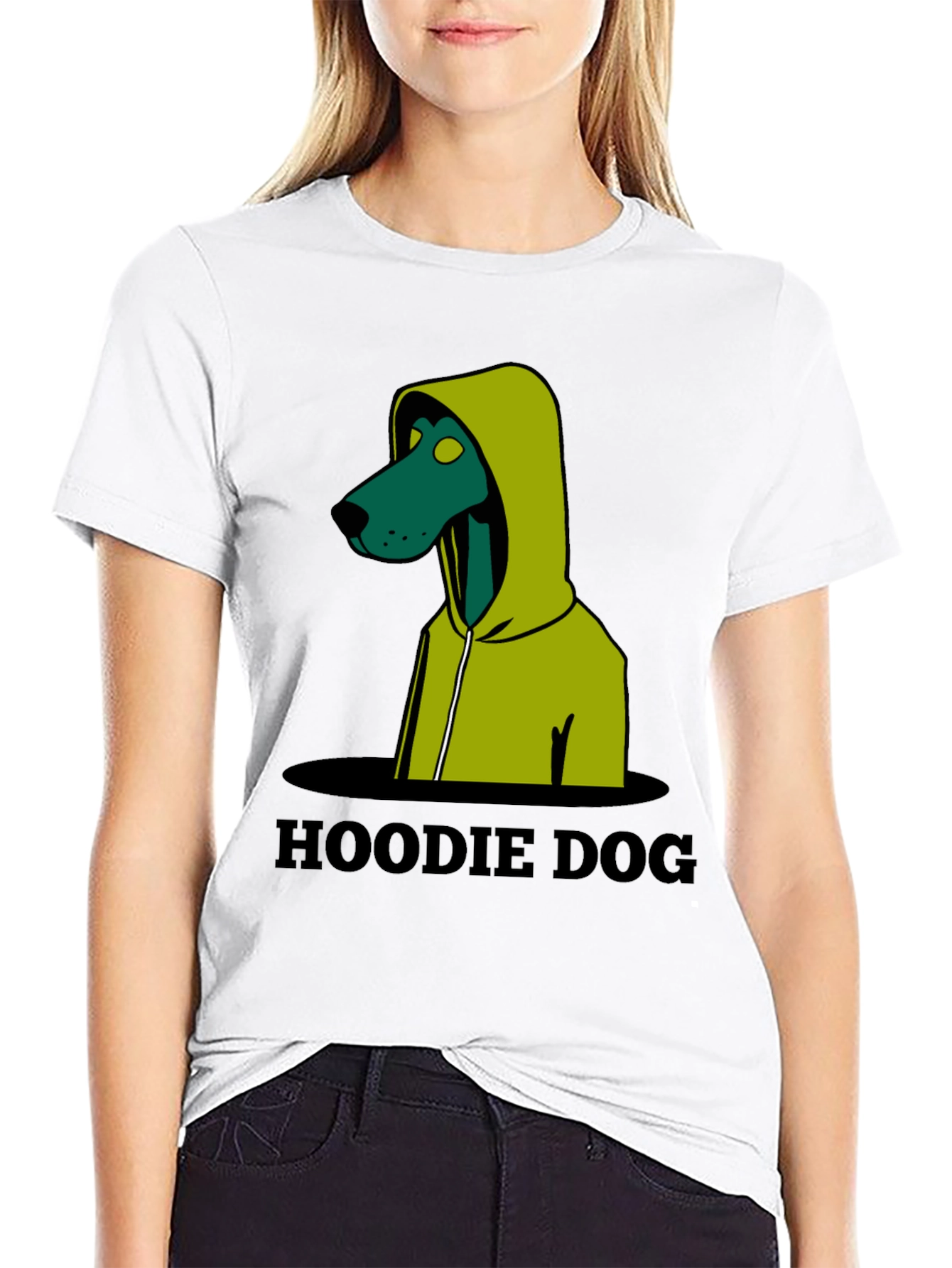 Black Hoodie Dog Graphic T-Shirt - Unique Design view 9