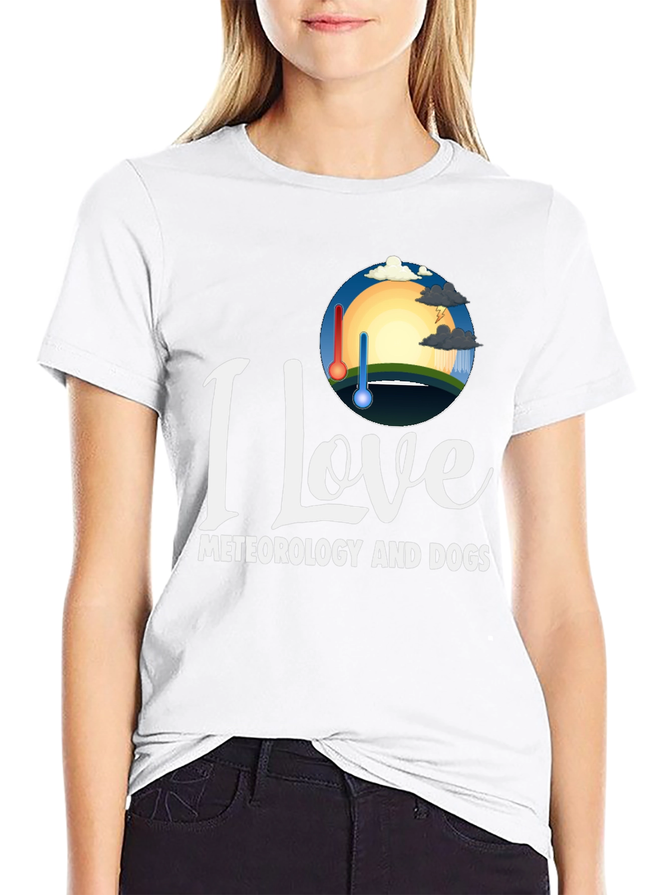 Black I Love Meteorology and Dogs T-Shirt view 9