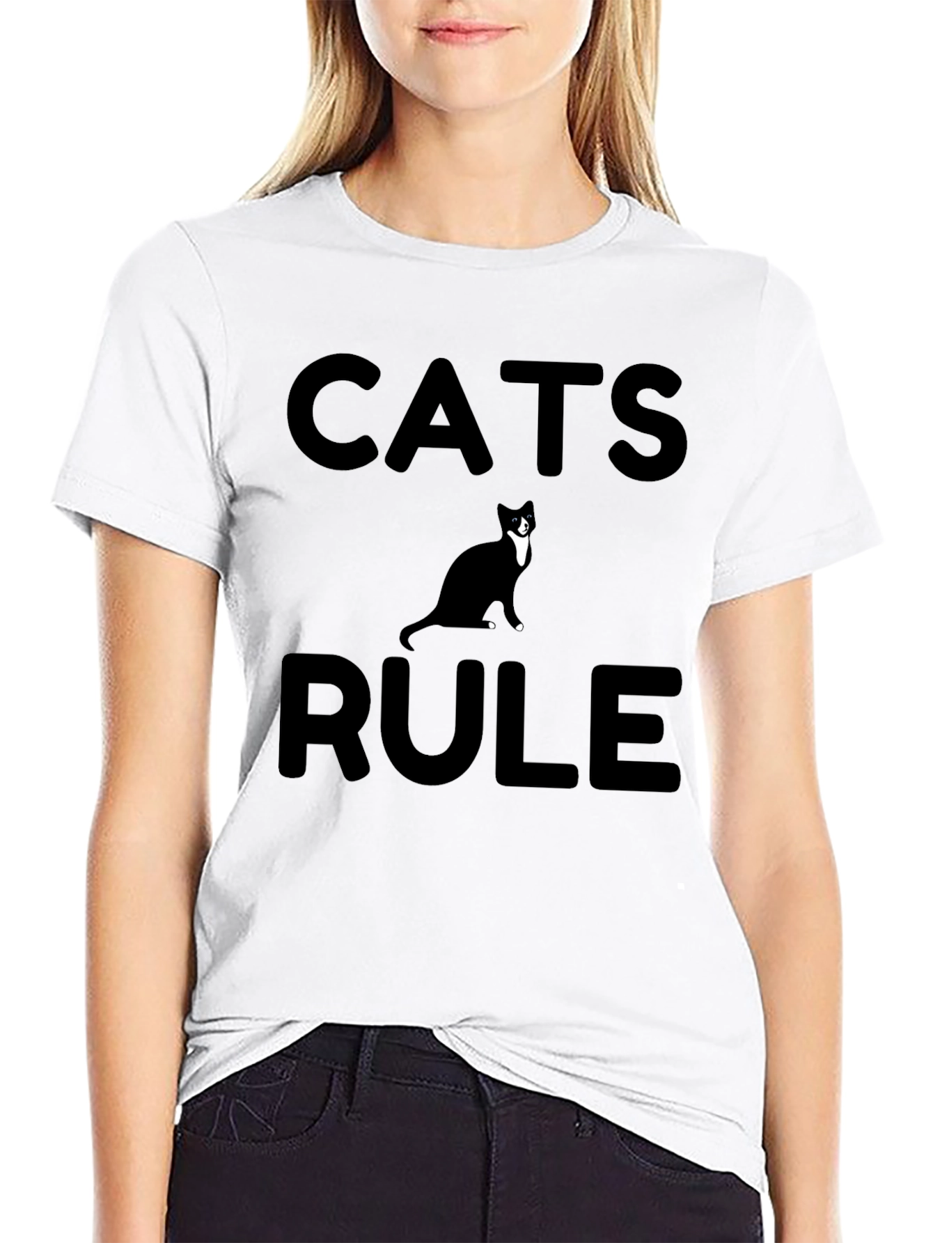 Black Cats Rule Graphic Tee - Black view 9