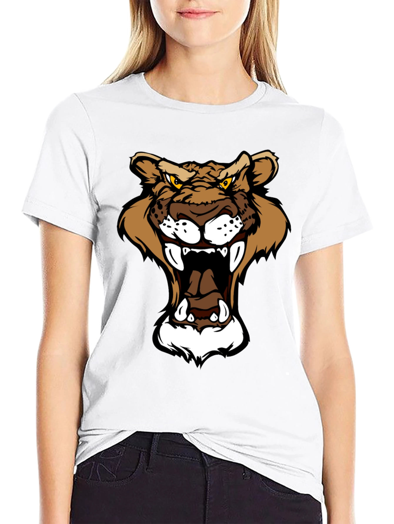 Black Roaring Mountain Lion Graphic T-Shirt view 9