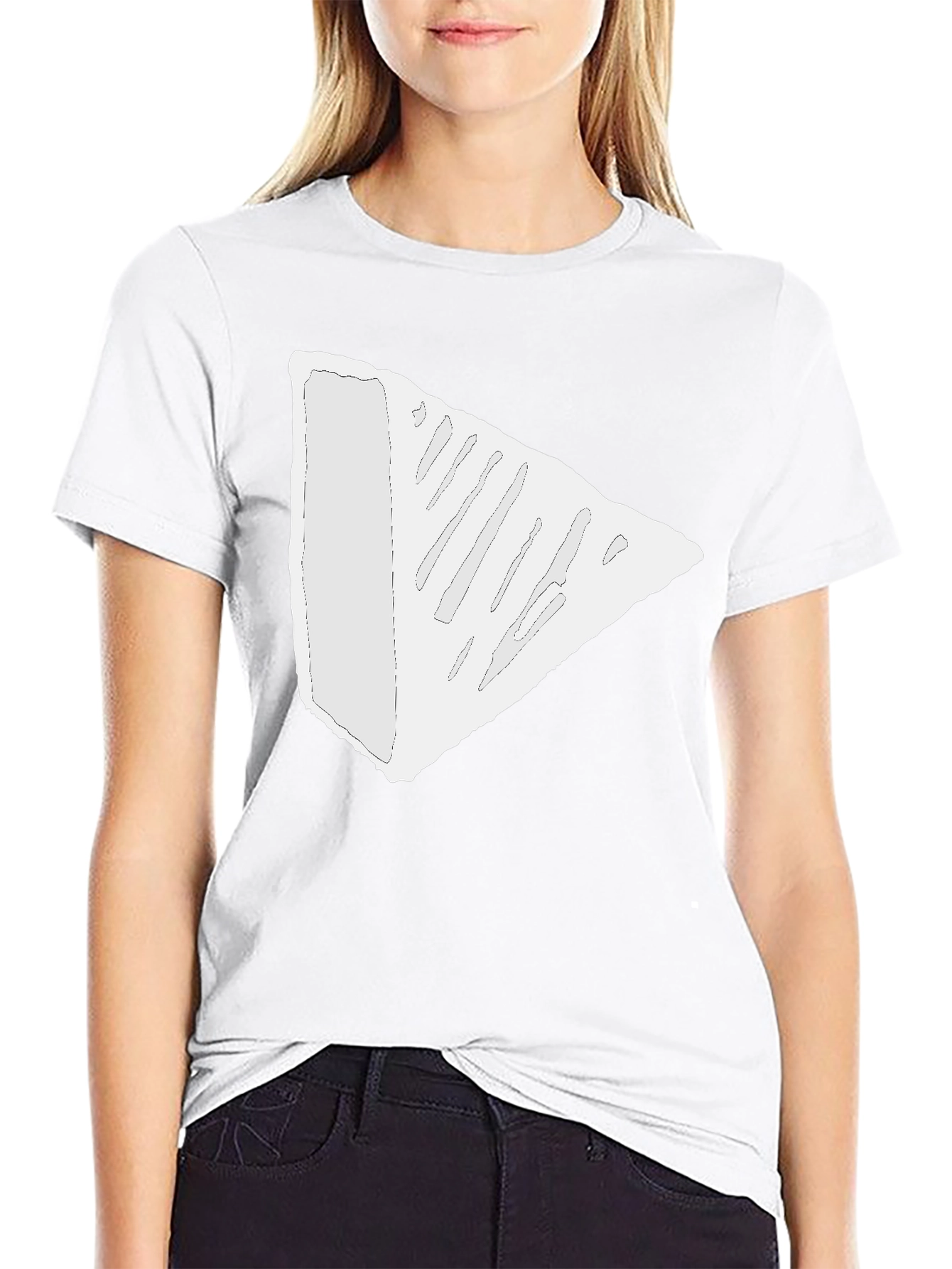 Black Modern Triangle Tee - Black Cotton Blend T-Shirt view 9