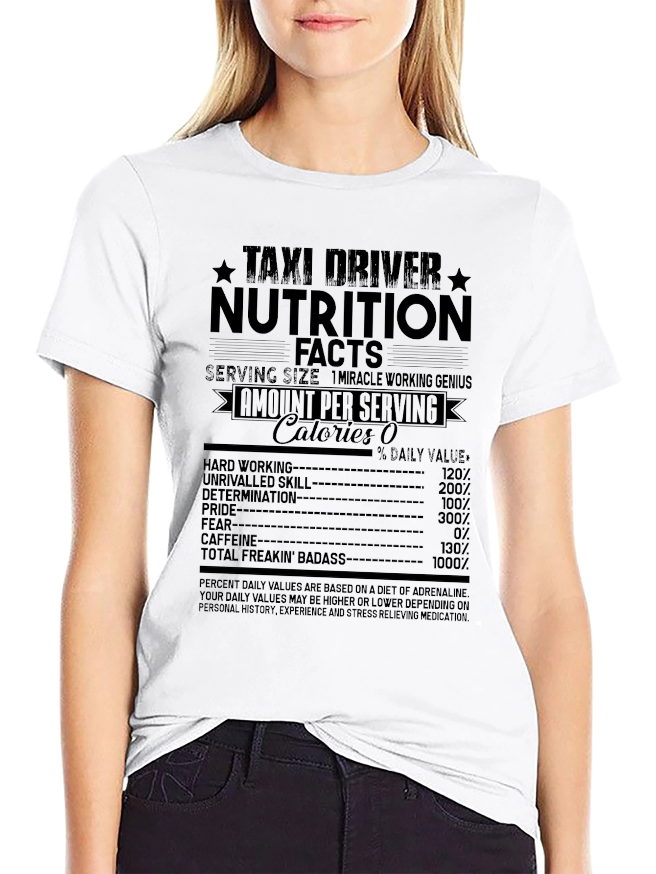 Black Taxi Driver Nutrition Facts Graphic T-Shirt view 9