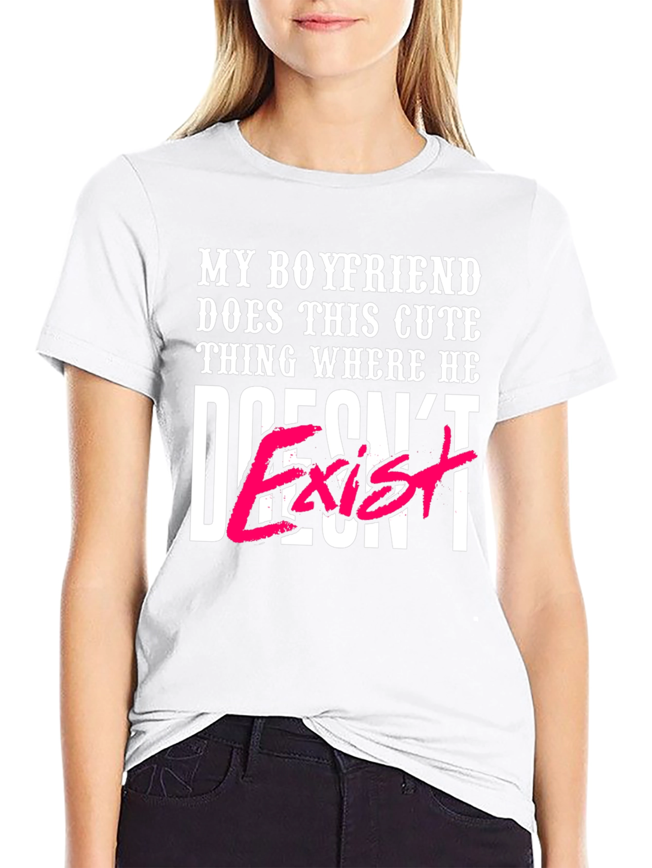 Black My Boyfriend Doesn't Exist T-Shirt view 9