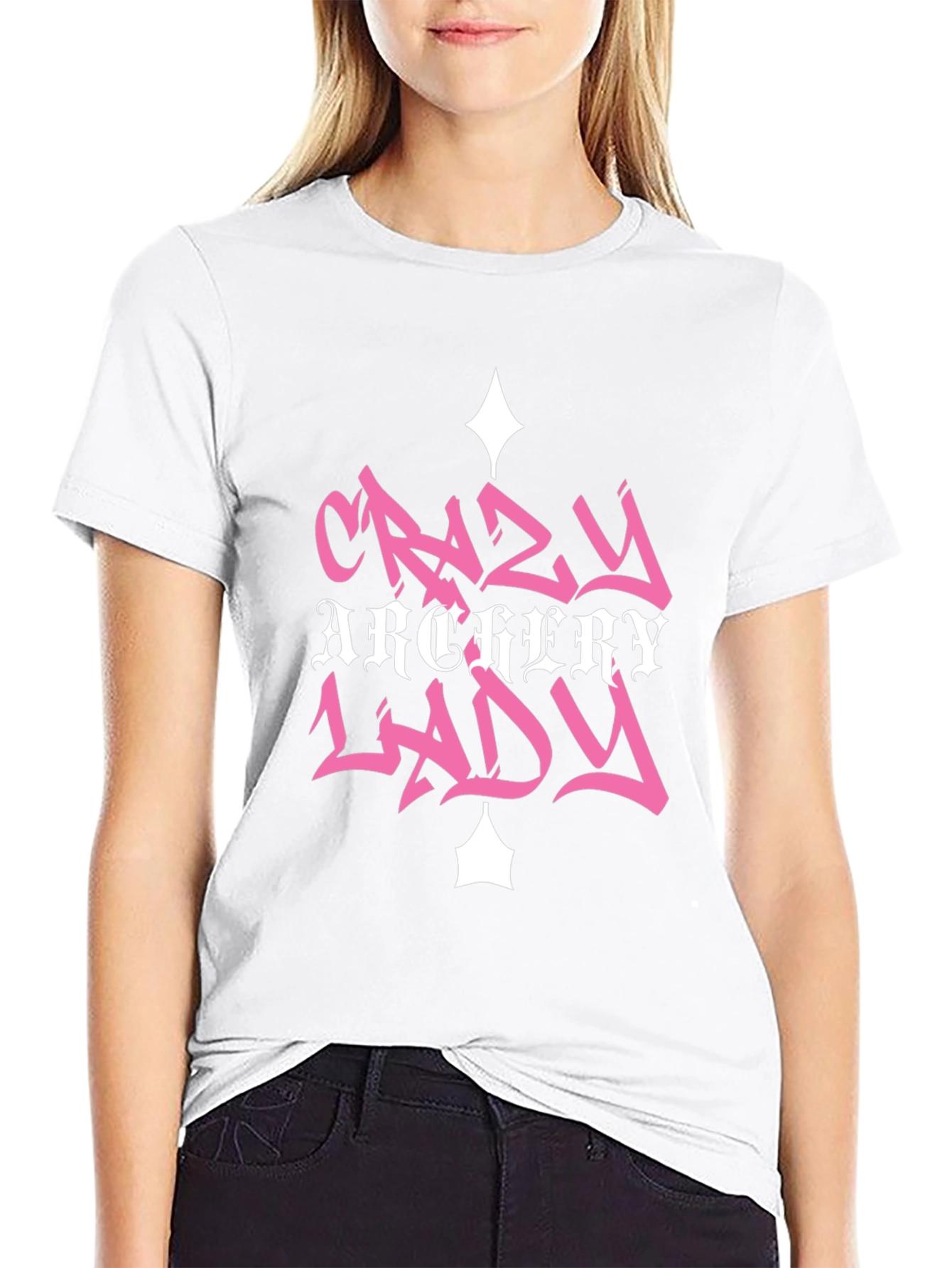 Black Crazy Archery Lady Black Graphic Tee view 9
