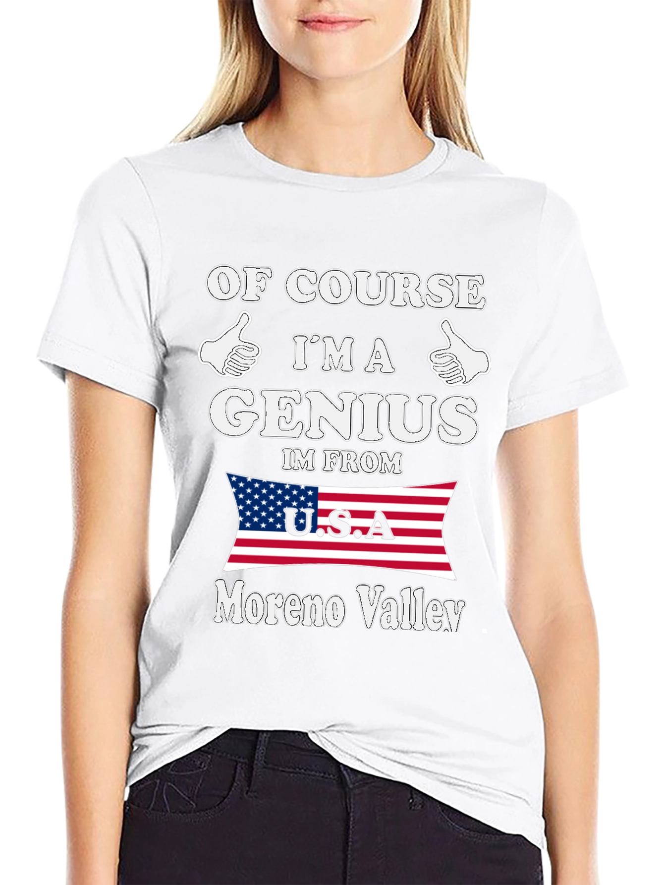 Black Of Course I'm A Genius Moreno Valley T-Shirt view 9