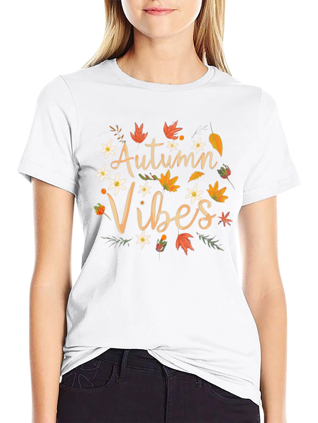 Black Autumn Vibes Graphic Tee - Fall Season Shirt view 9