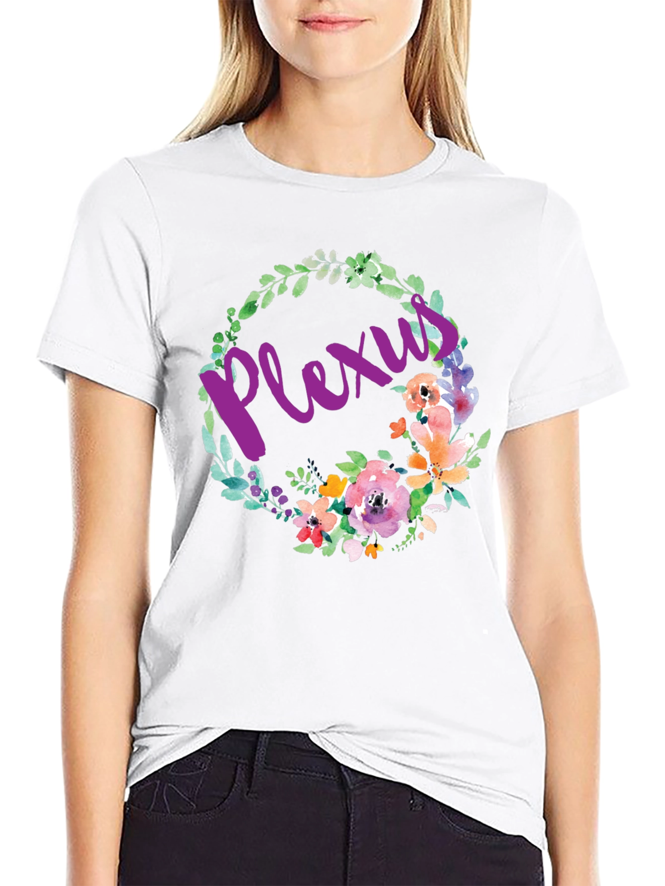 Black Floral Plexus Graphic Tee - Comfortable Cotton Blend view 9
