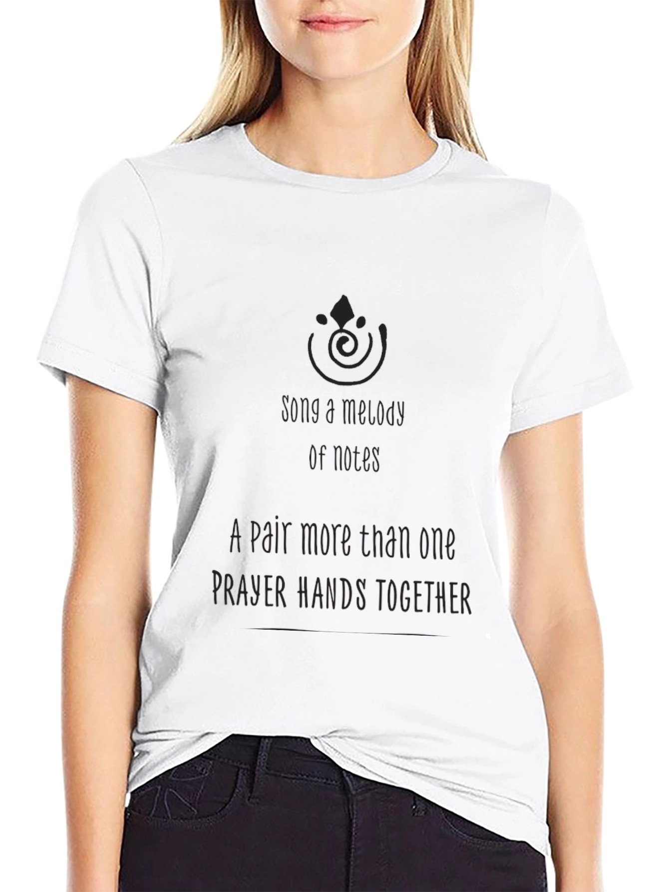 Song Melody Prayer Hands Graphic Tee - Black - 9
