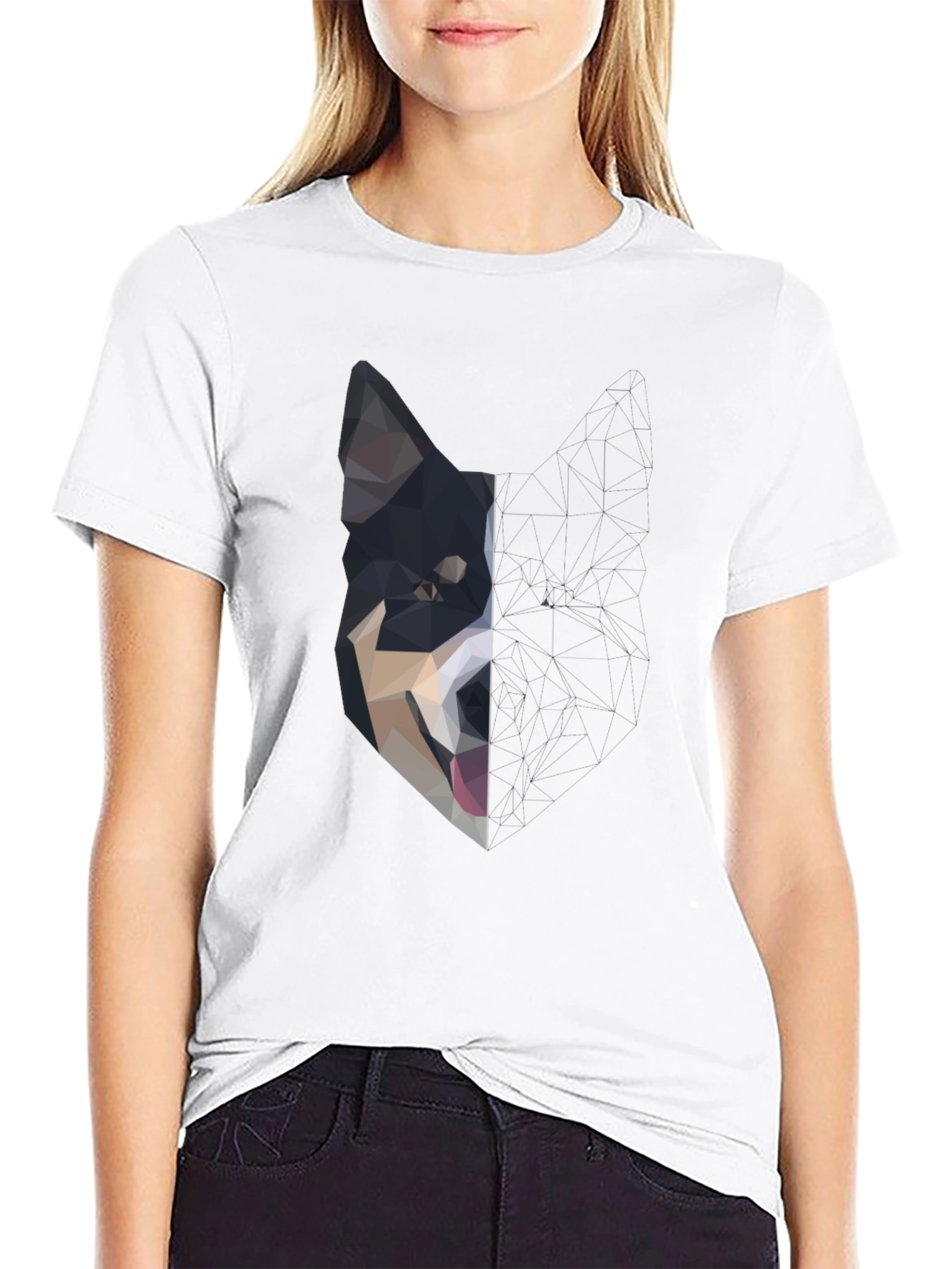Black Abstract Dog Graphic Black T-Shirt view 9