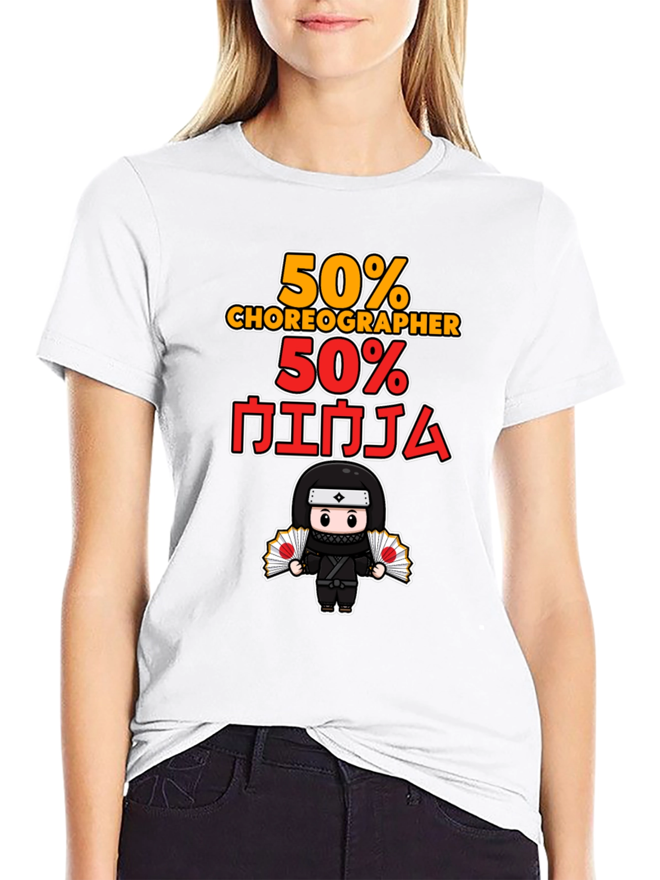 Black 50% Choreographer 50% Ninja Graphic T-Shirt view 9