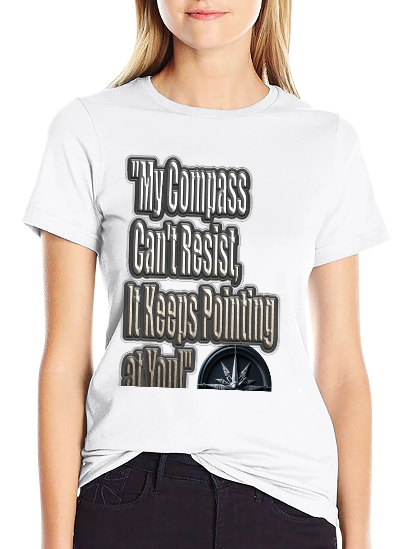 Black Compass Pointing Graphic T-Shirt view 9