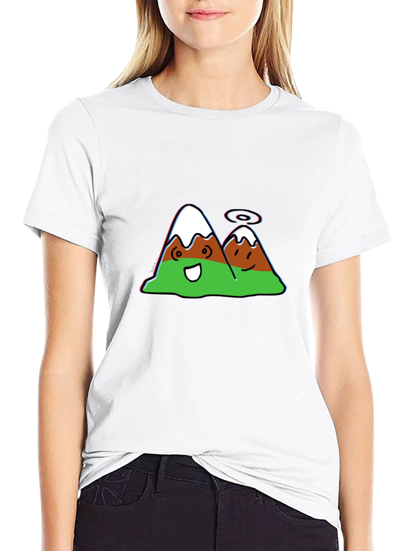 Black Cartoon Mountain Graphic Black Tee view 9