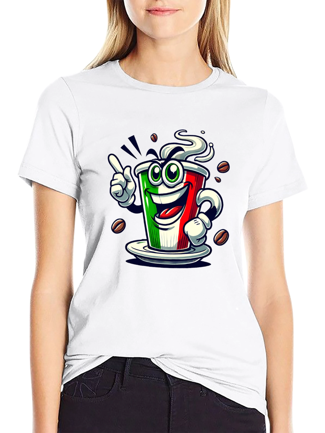 Black Italian Flag Coffee Graphic Tee - Fun Novelty Shirt view 9