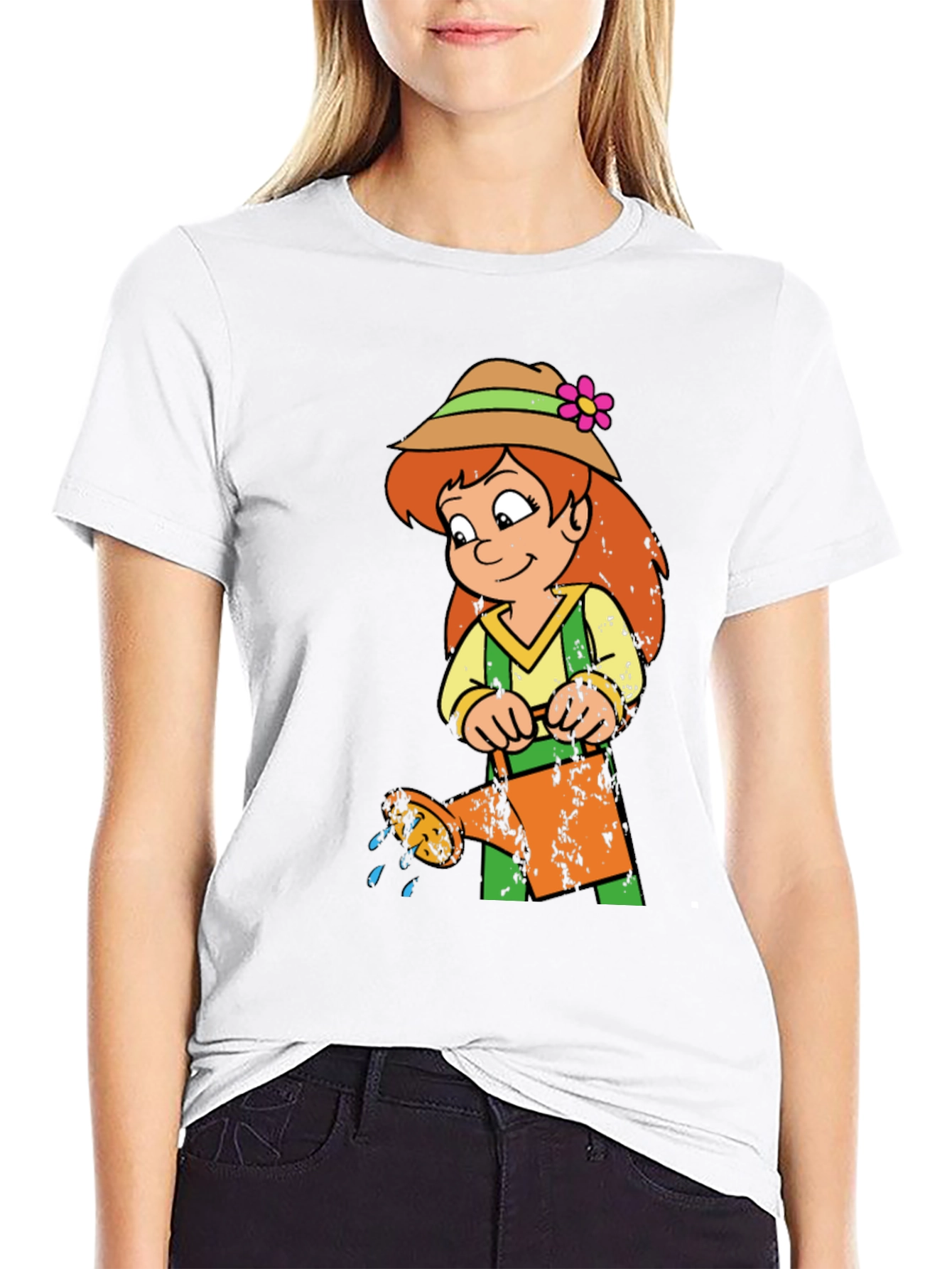 Black Cartoon Gardener Graphic T-Shirt view 9