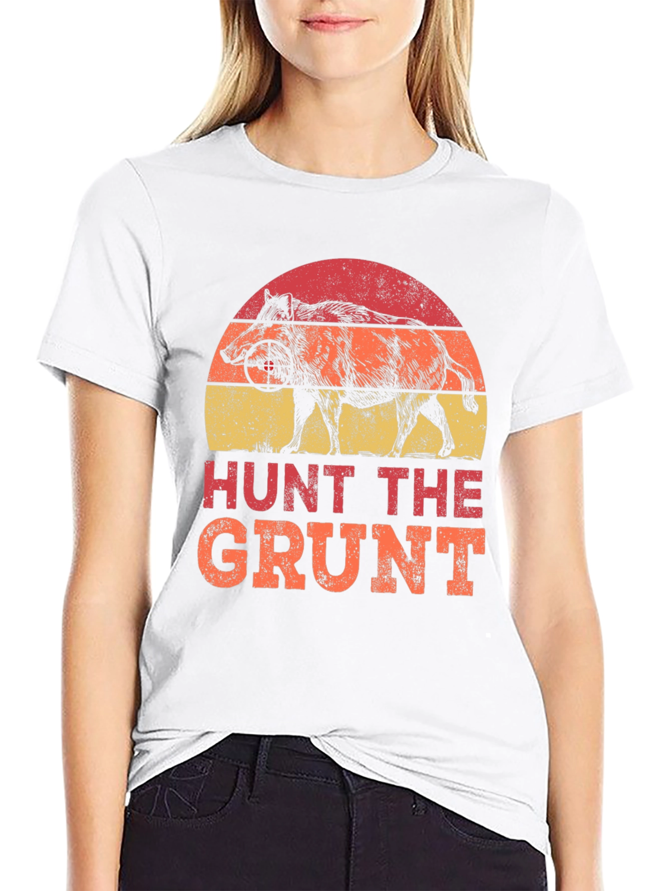 Black Hunt the Grunt T-Shirt - Wild Boar Hunter Tee view 9