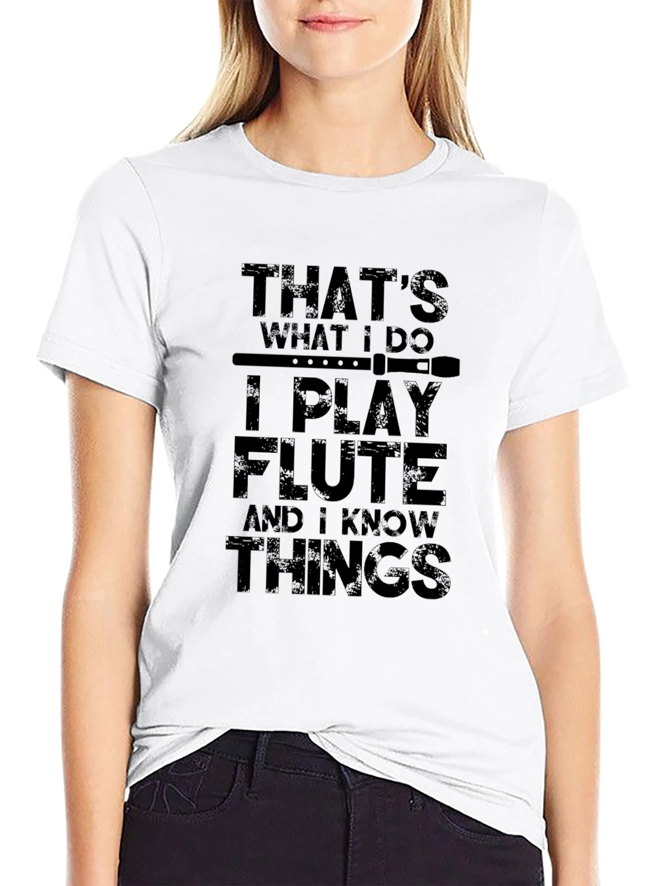 Black That's What I Do I Play Flute T-Shirt view 9