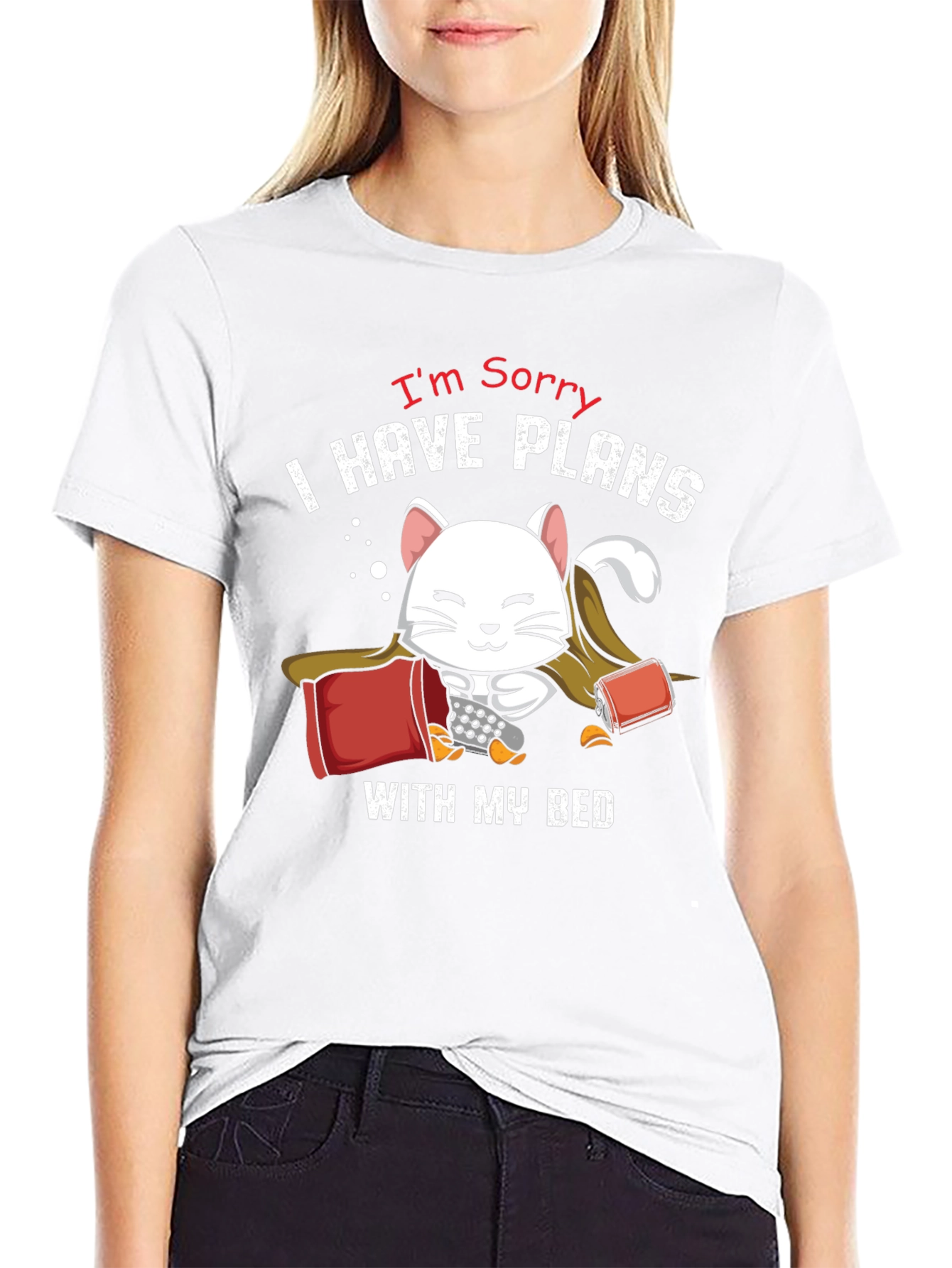 Black Funny Cat Bed Plans T-Shirt - Novelty Graphic Tee view 9