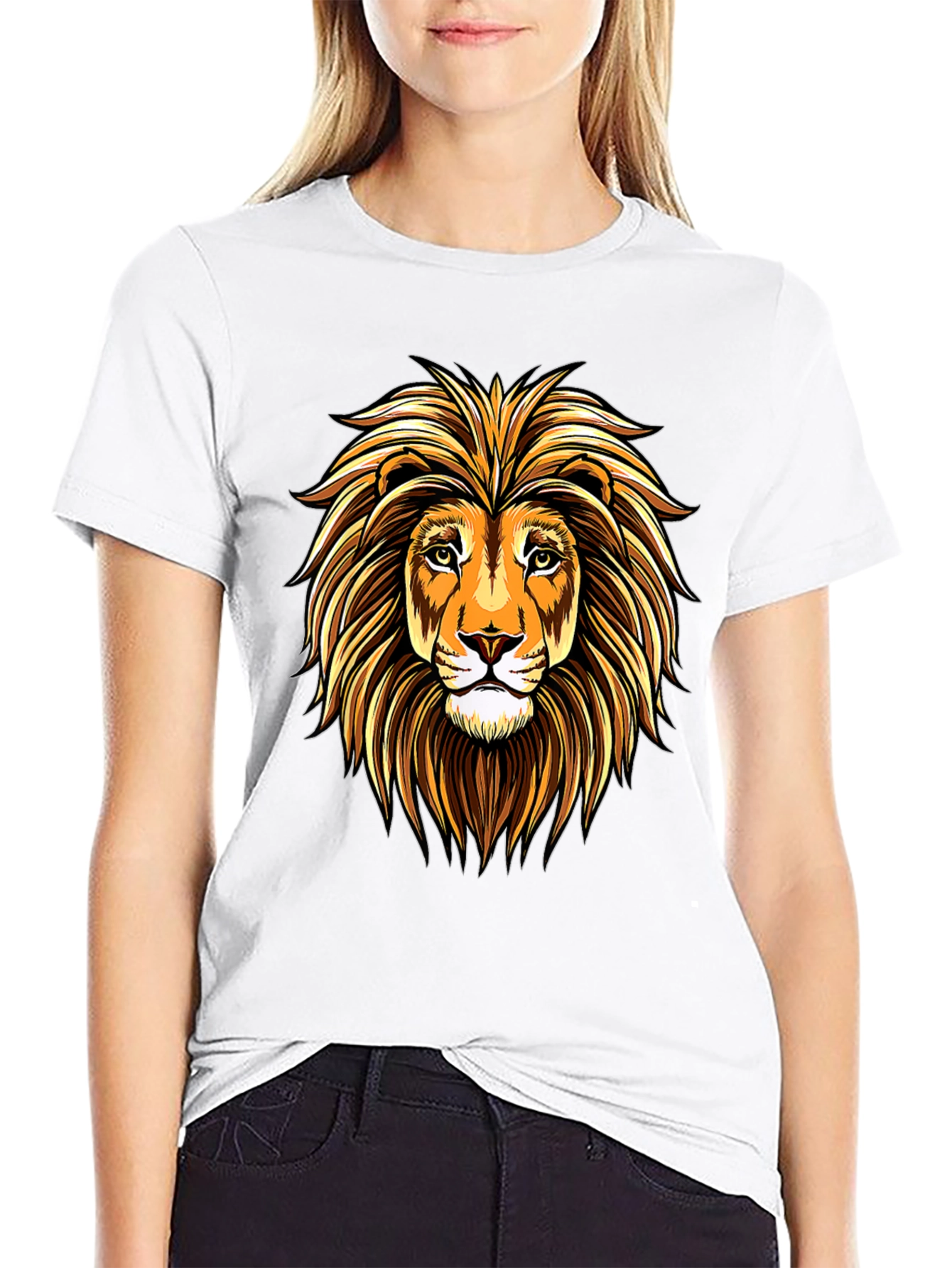 Black Lion Head Graphic Tee - Mens Black T-Shirt view 9