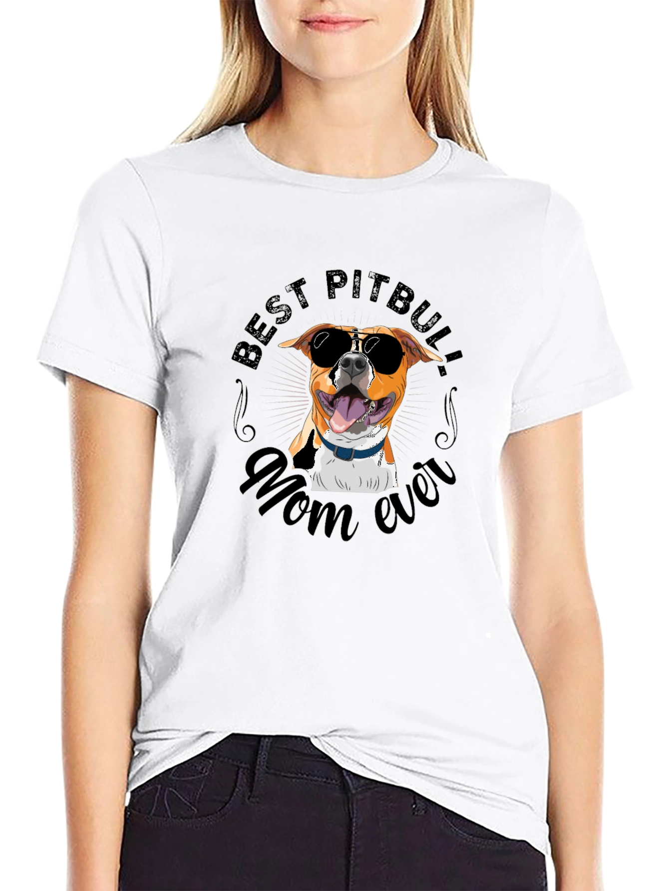 Black Best Pitbull Mom Ever T-Shirt view 9