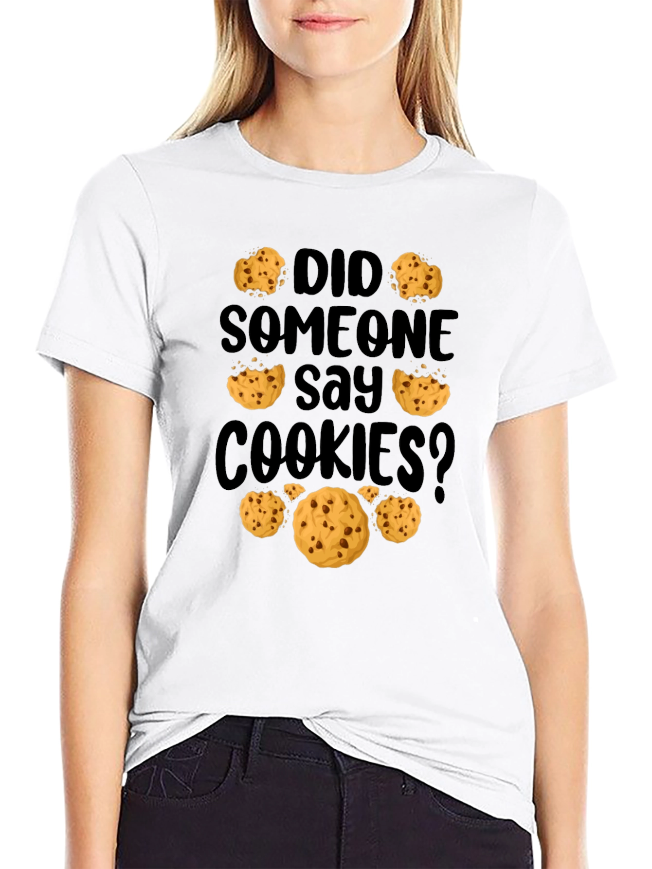 Black Did Someone Say Cookies? Graphic Tee view 9