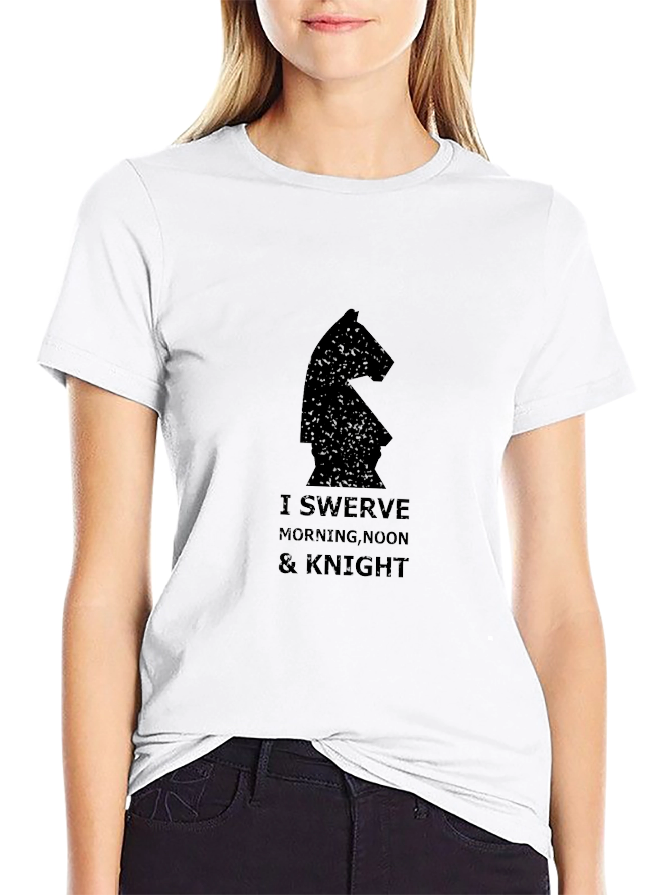 Black I Swerve Knight T-Shirt - Chess Graphic Tee view 9