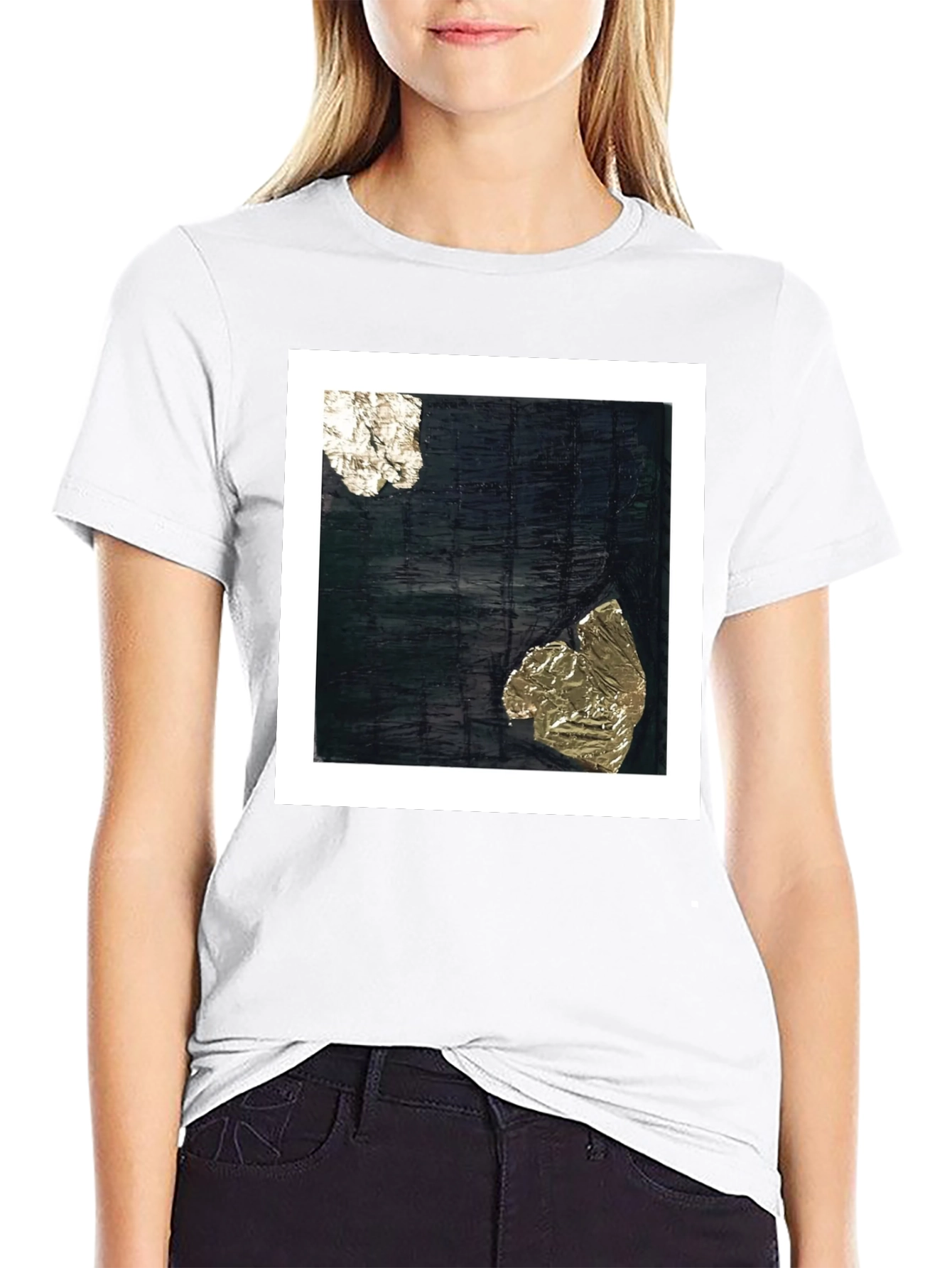 Black Abstract Art Tee - Black Cotton Crew Neck T-Shirt view 9
