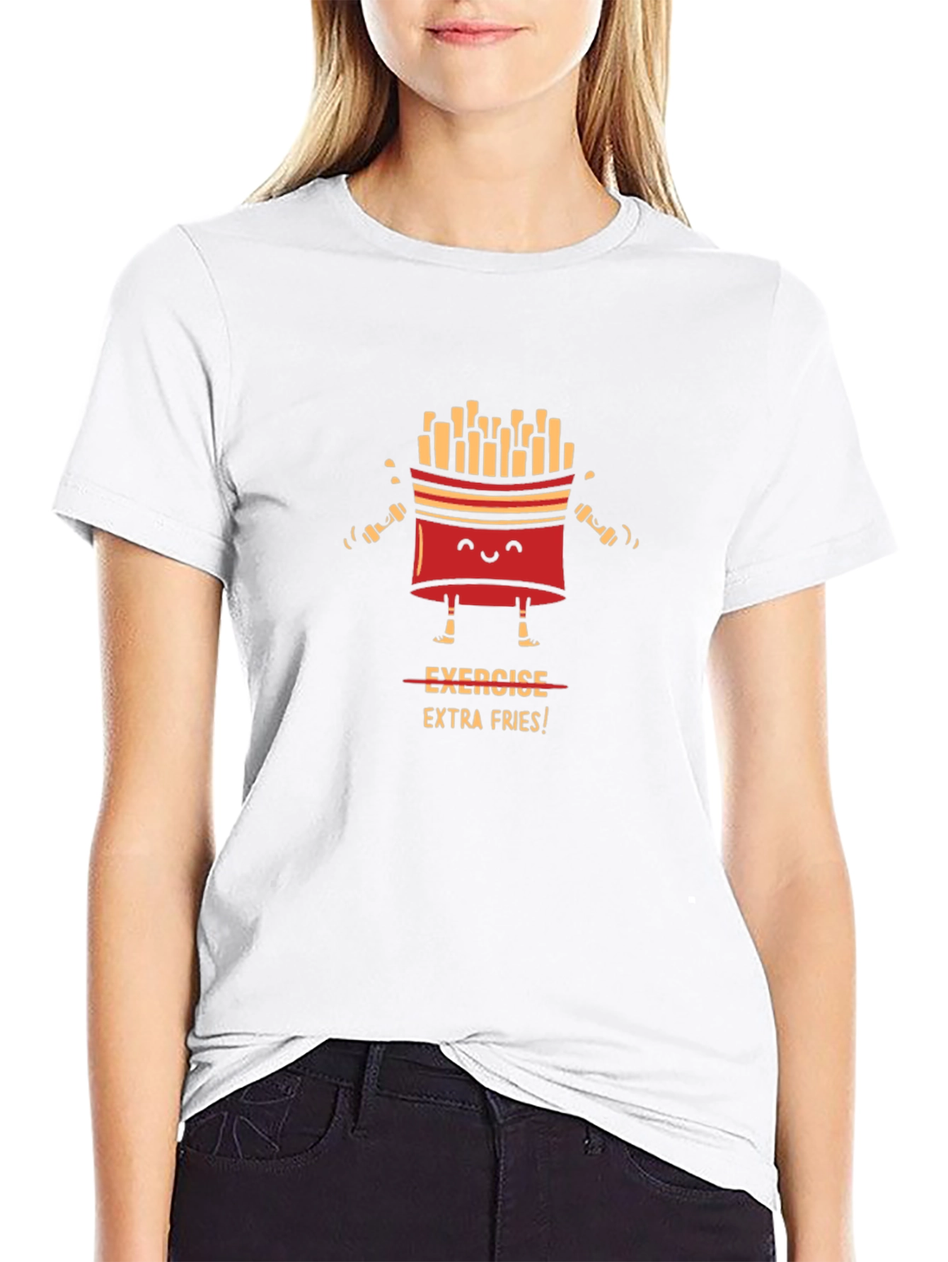Black Exercise Extra Fries Graphic T-Shirt view 9